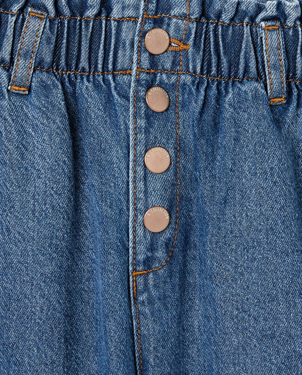 Jeans Lisas Paperbag Cinzento-claro-5