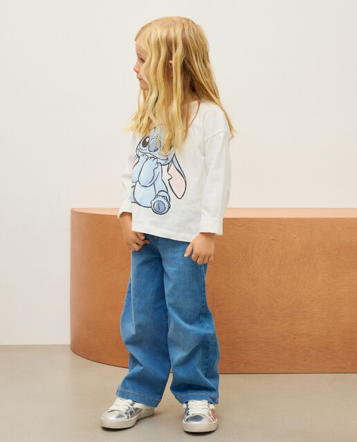 Pantalón denim Wide Leg todo gomas de niña