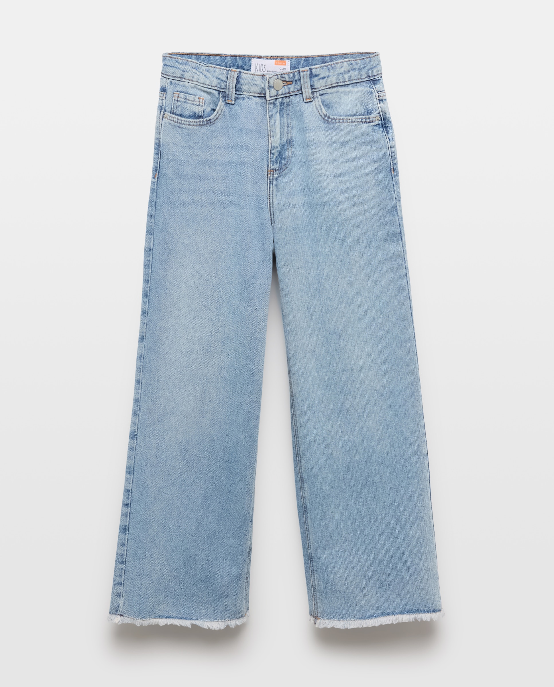 Pantalón denim wide leg parche estrella bolsillo trasero de niña - Kids El Corte Inglés - Gris Gris-4