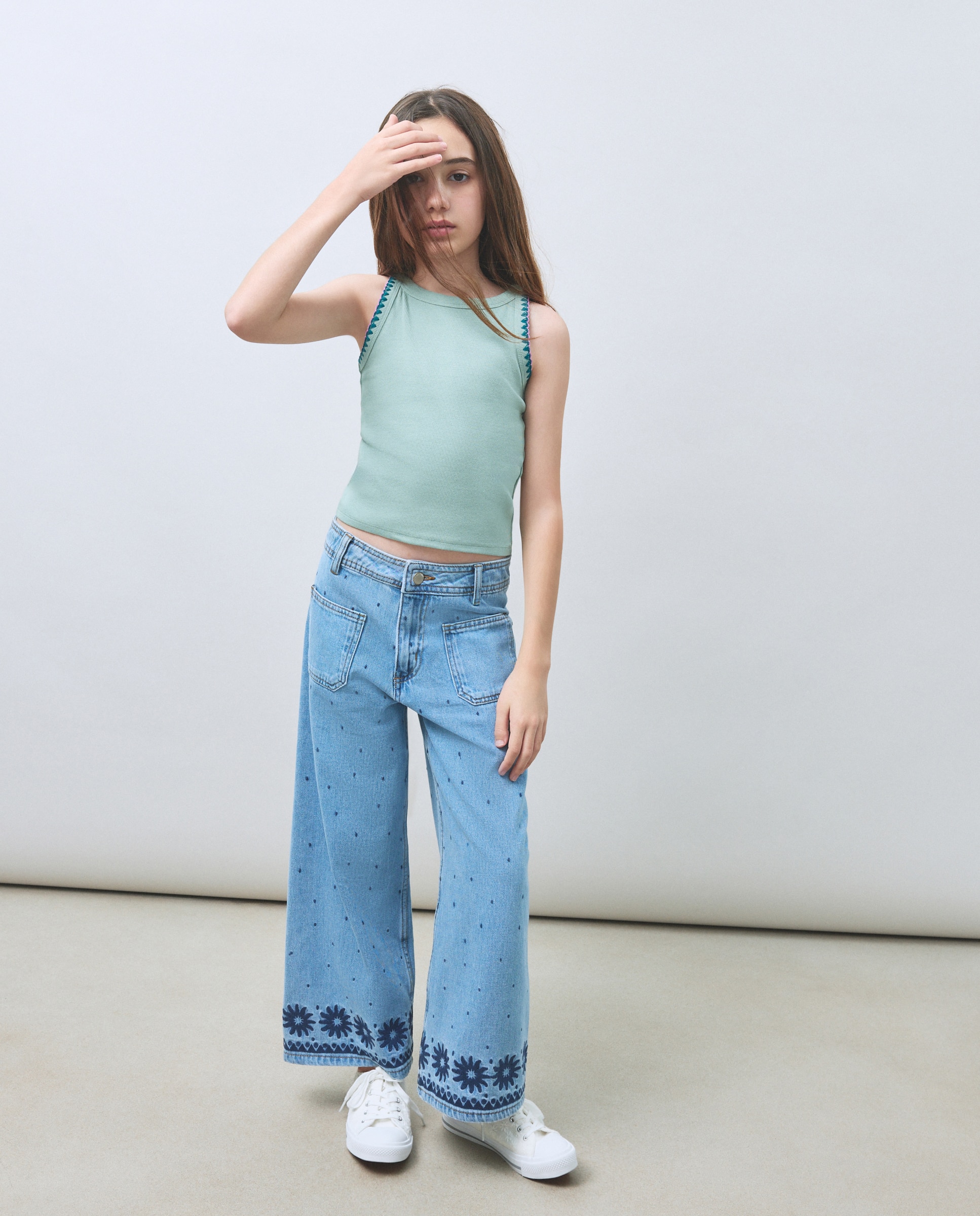 Imagem 0 de Jeans Culotte com Bordados