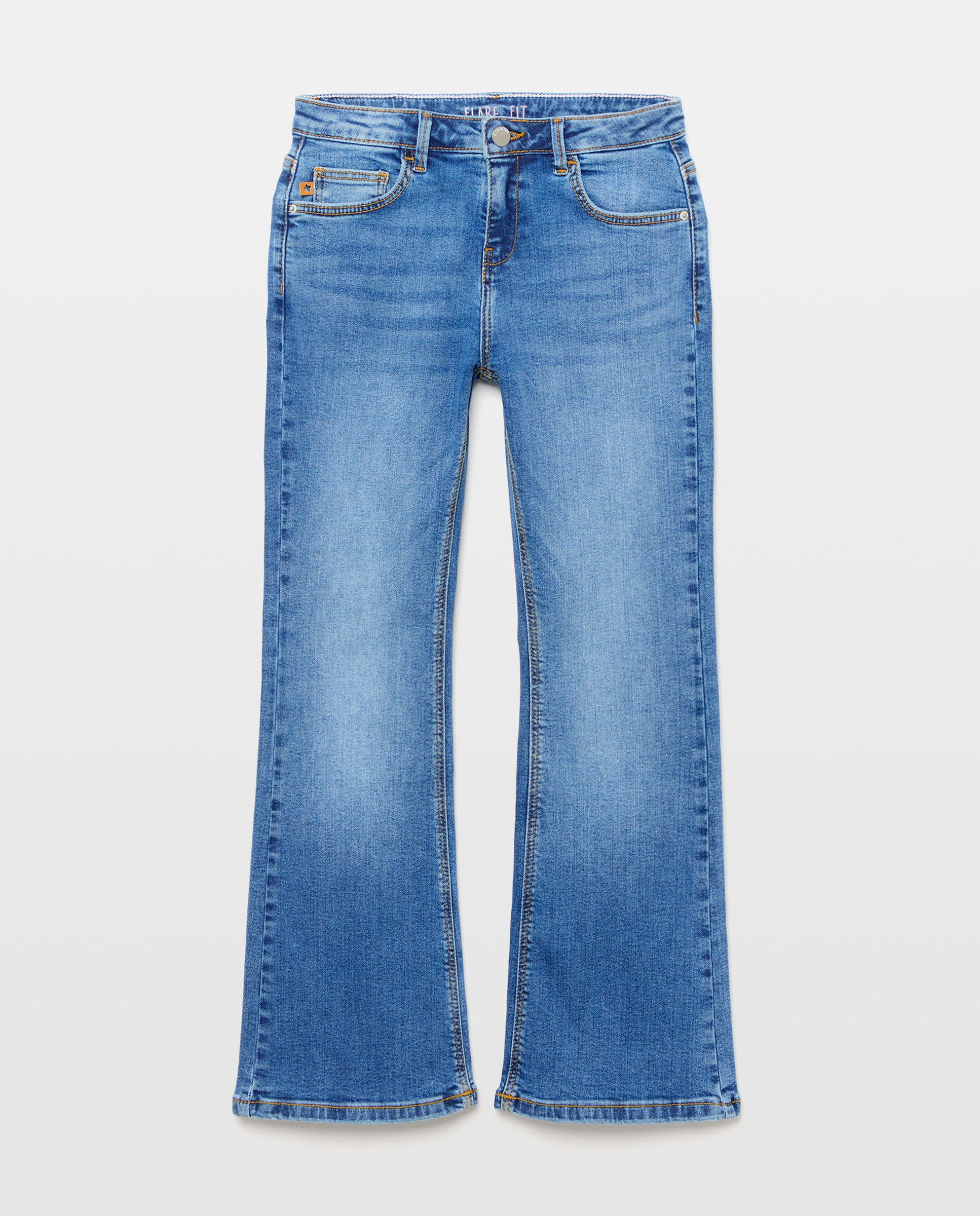 Pantalón denim básico flare de niña - Kids El Corte Inglés - Azul pálido Azul pálido-4