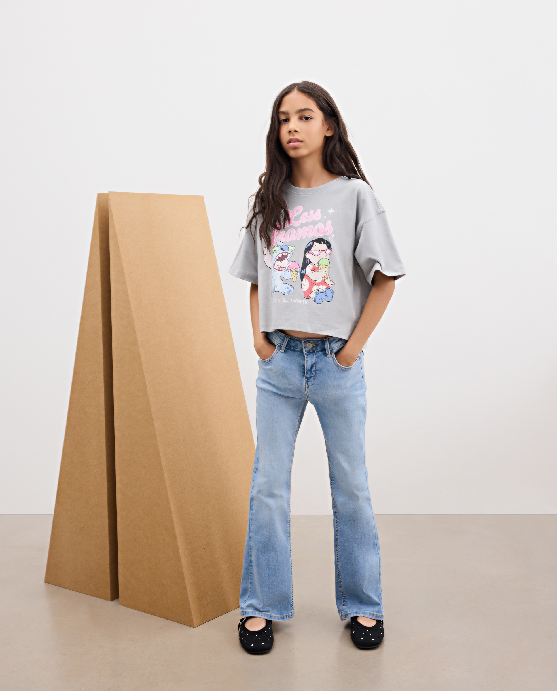 Pantalón denim básico flare de niña - Kids El Corte Inglés - Cerúleo Cerúleo-1
