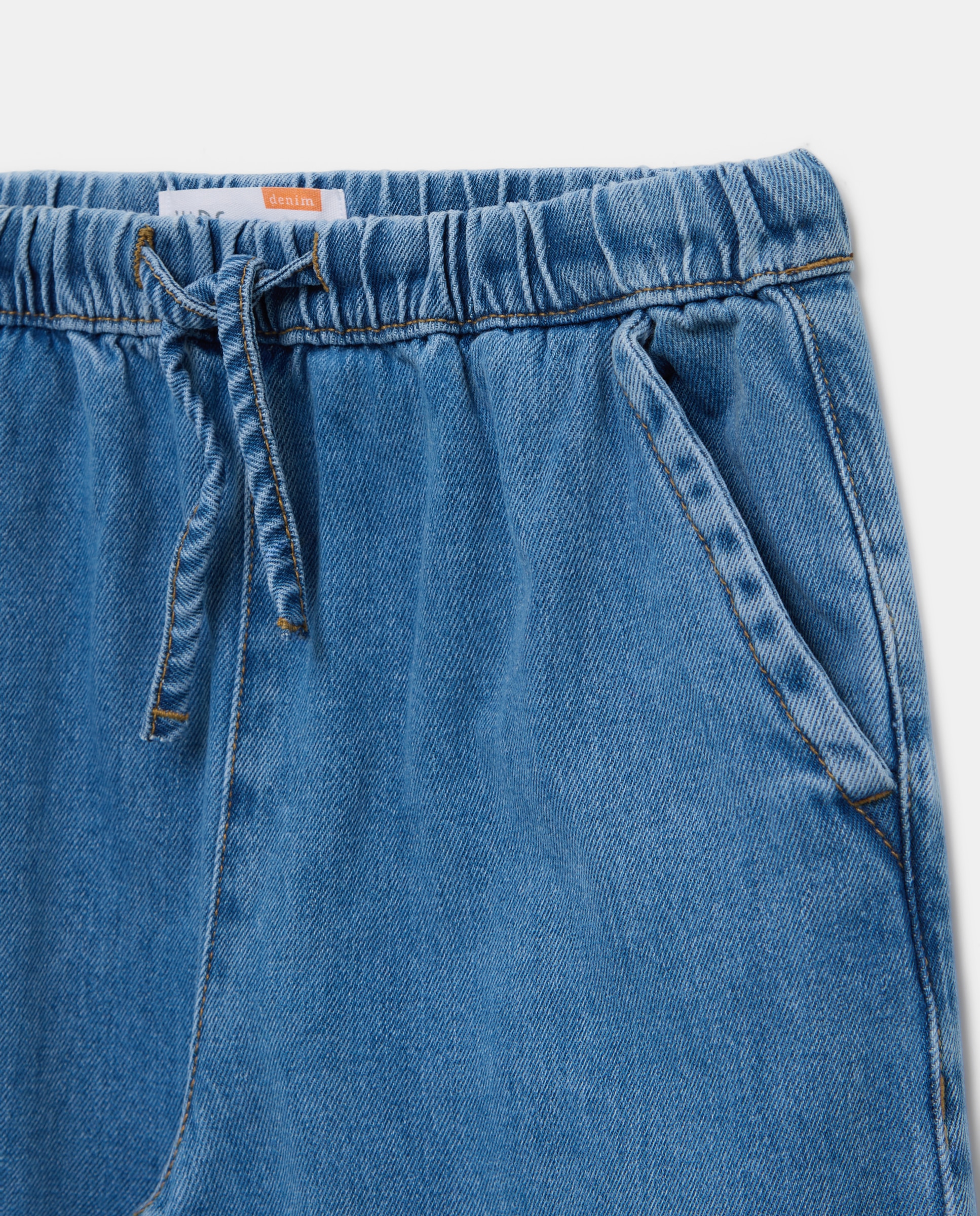 Pantalón denim wide leg tipo pijamero con cinturilla elástica de niña - Kids El Corte Inglés - Azul pálido Azul pálido-2