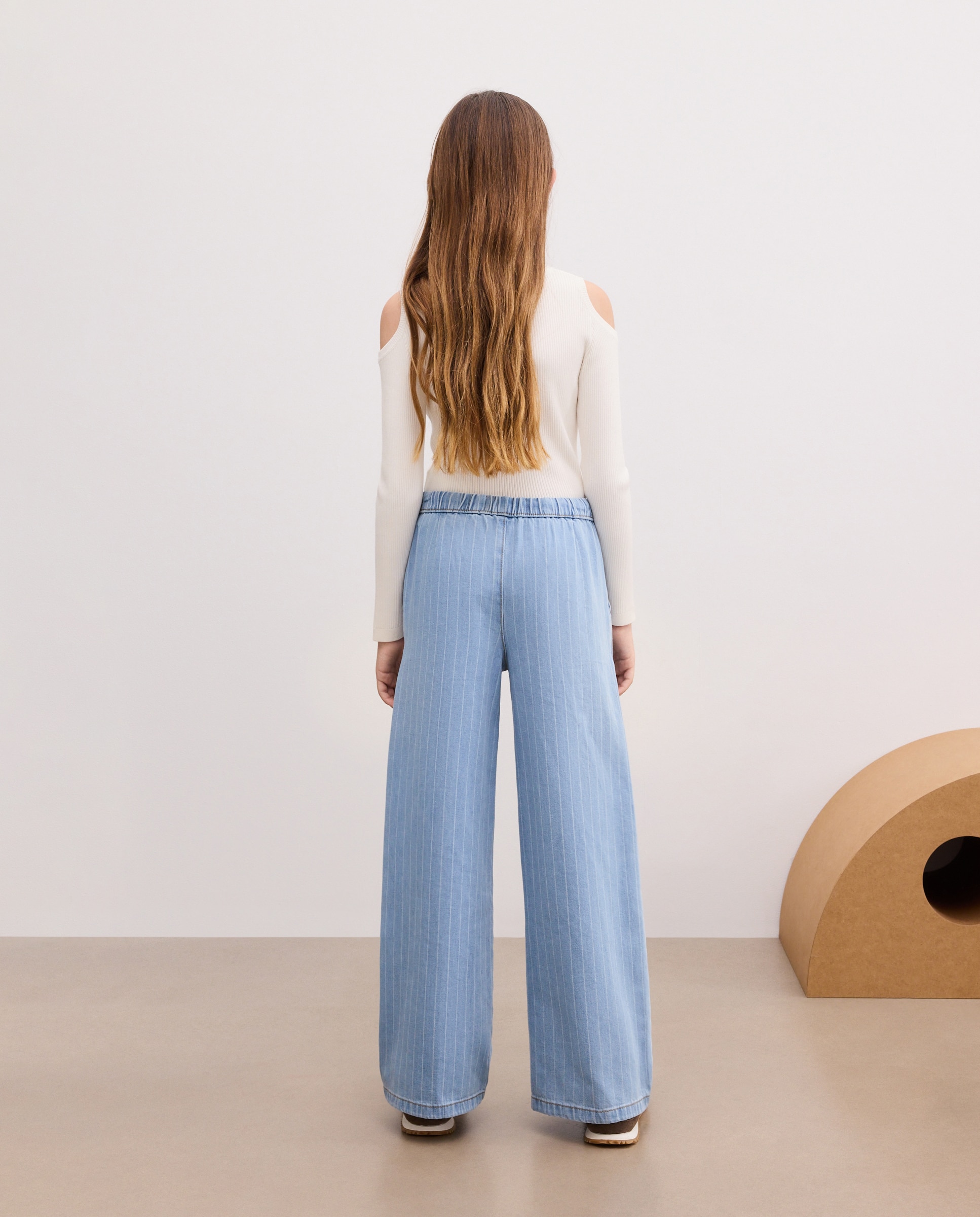 Jeans Wide Leg com Cós Elástico Cerúleo-3