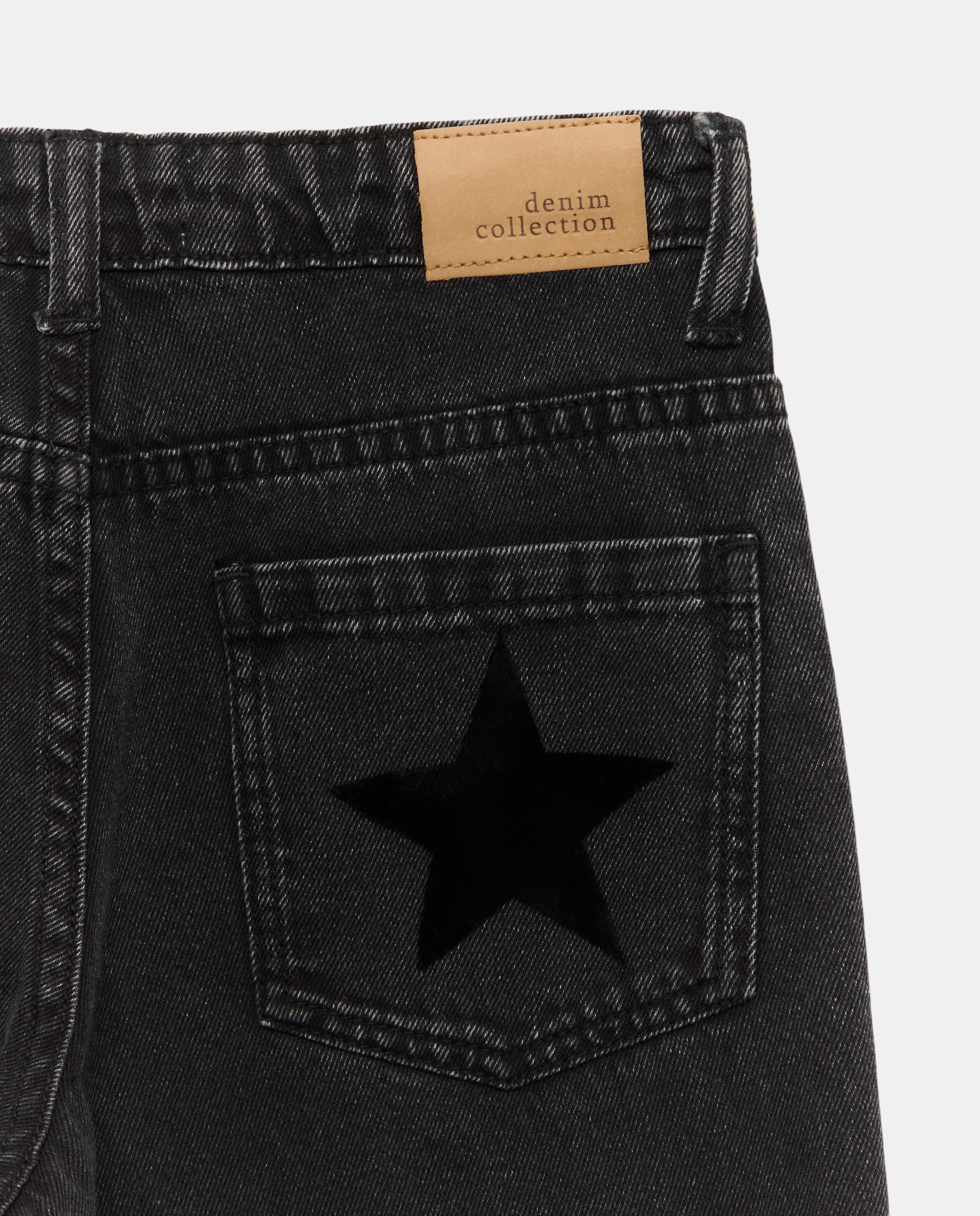 Jeans Straight com Dobra na Bainha e Fantasia de Flock no Bolso Traseiro Kids El Corte Inglés Preto Intenso-2