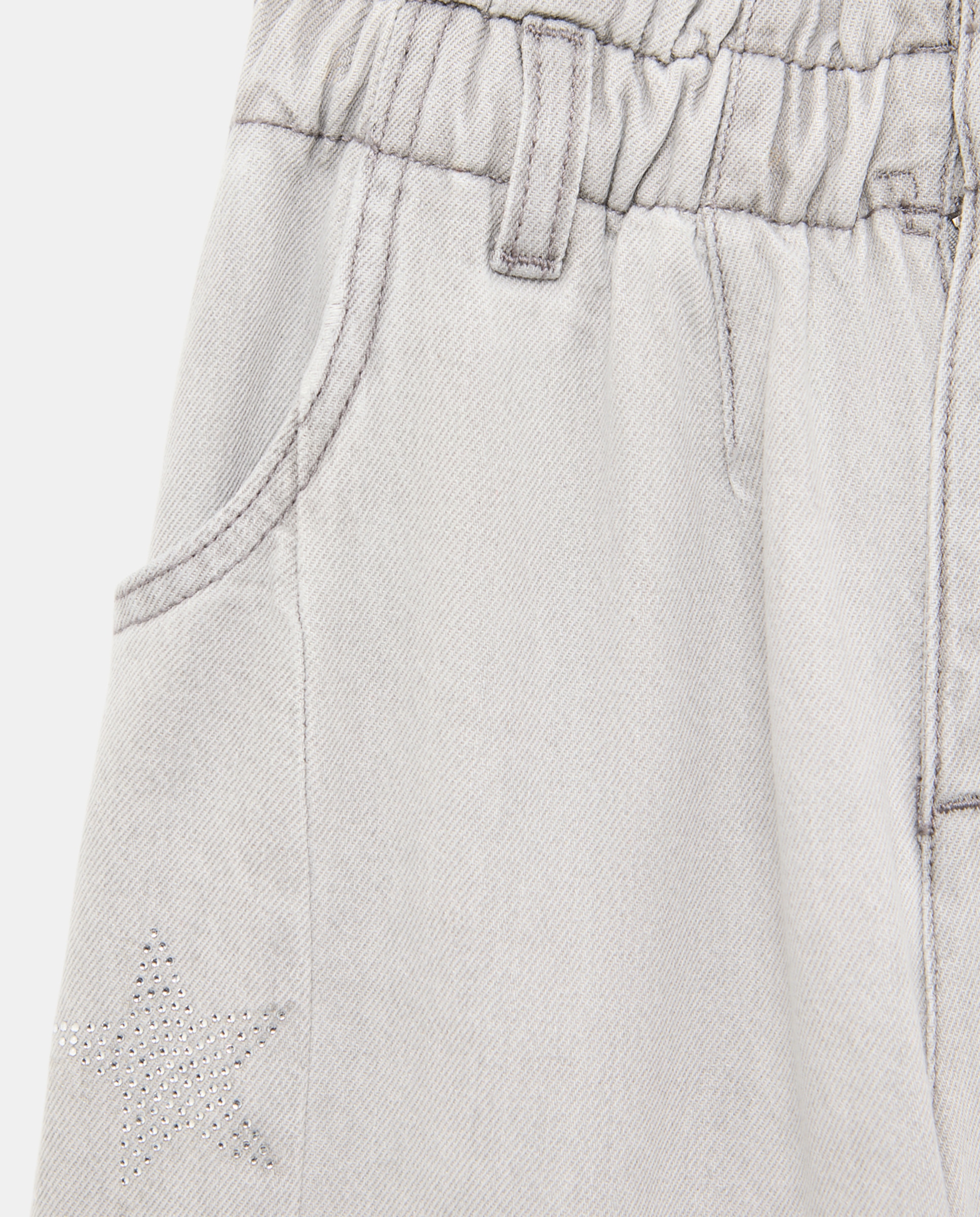 Jeans com Fantasia de Glitter dos Lados Cinzento-2