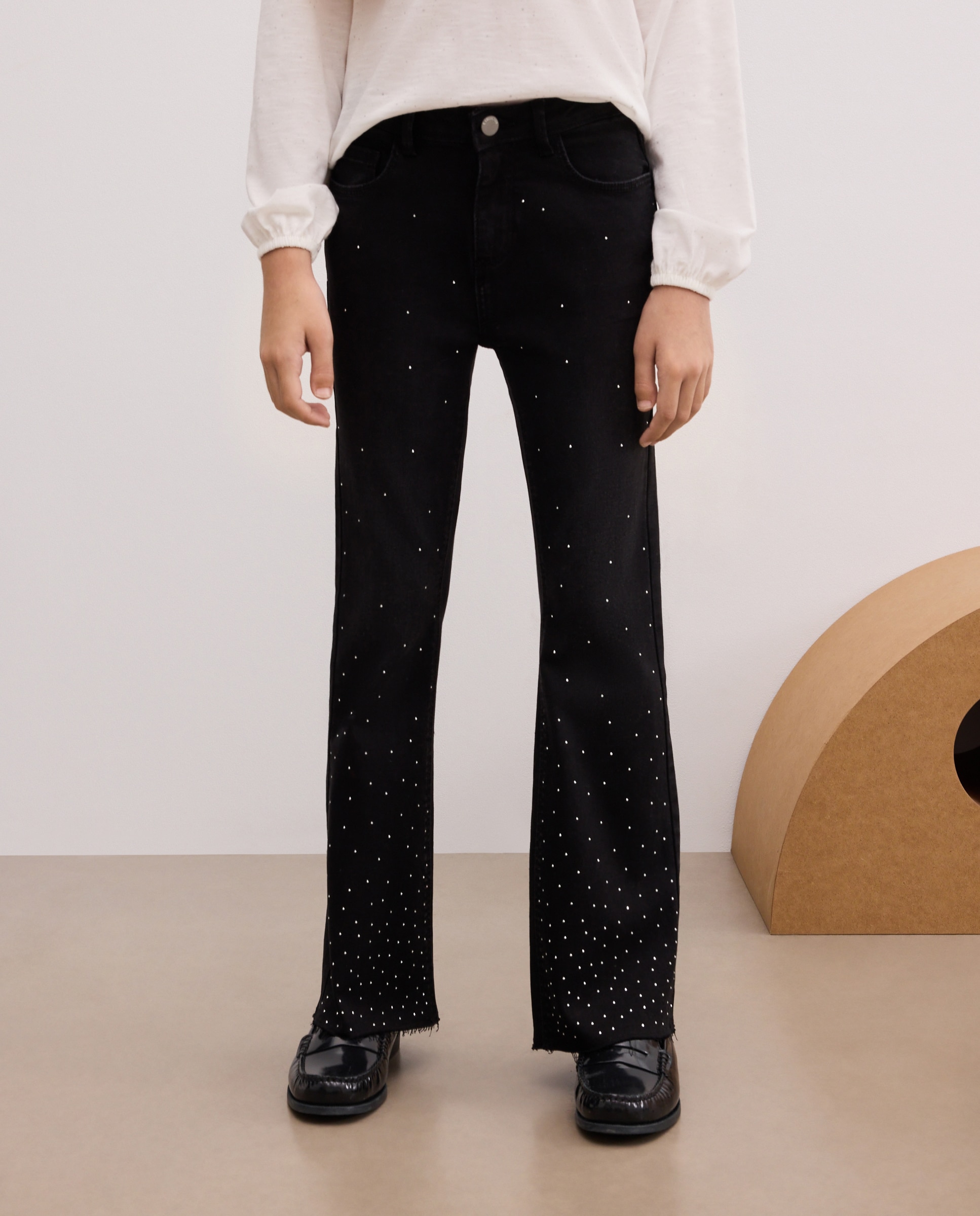 Pantalón denim flare all over irregular strasses de niña - Kids El Corte Inglés - Negro intenso Negro intenso-2