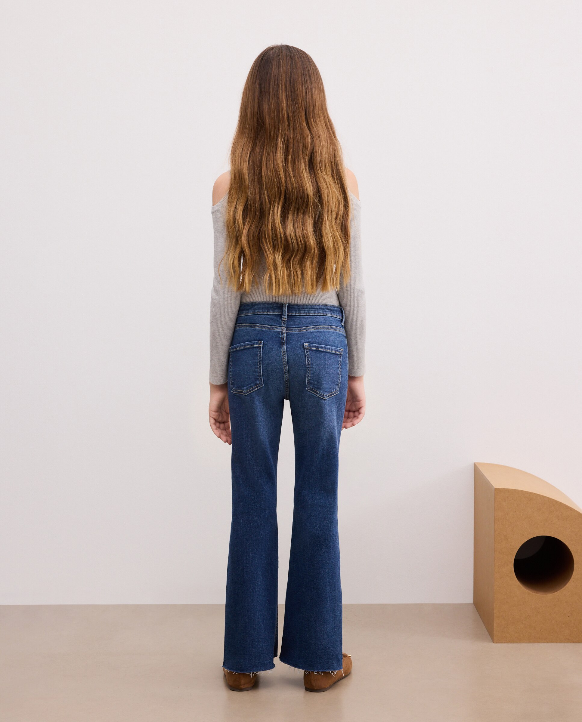 Pantalón denim flare all over irregular strasses de niña - Kids El Corte Inglés - Azul pálido Azul pálido-3
