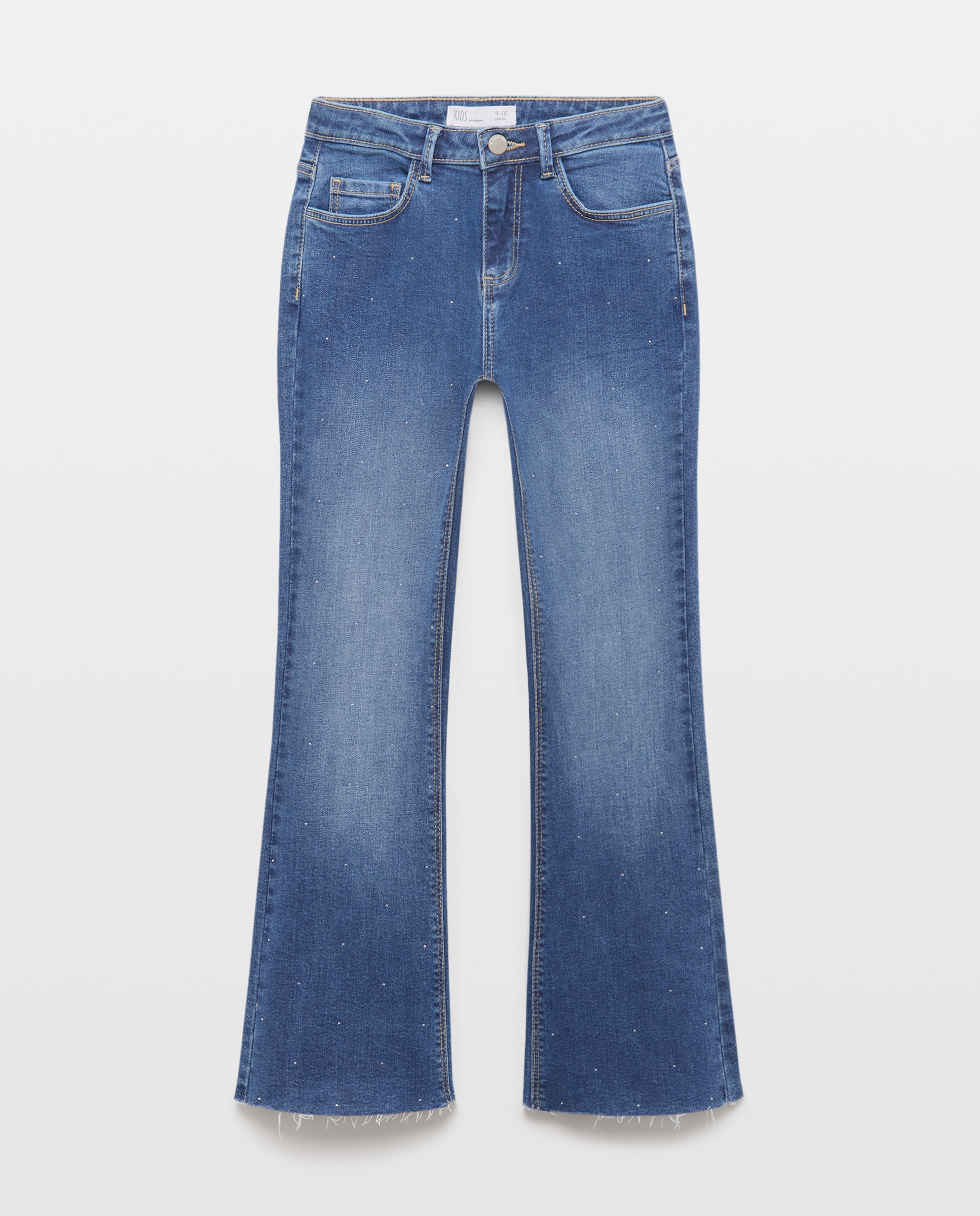 Pantalón denim flare all over irregular strasses de niña - Kids El Corte Inglés - Azul pálido Azul pálido-4