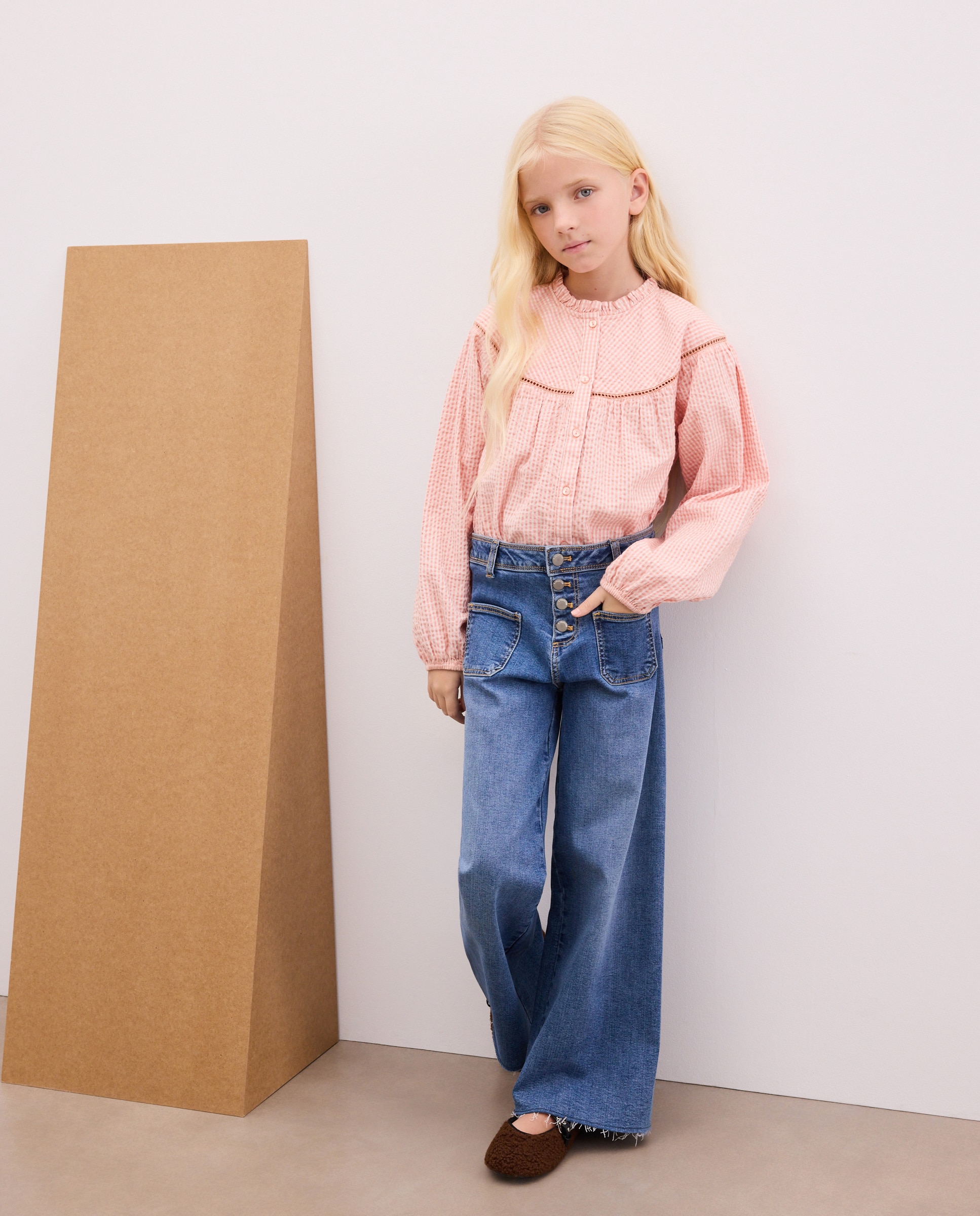 Imagen 0 de Pantalón liso denim marine de niña Azul pálido