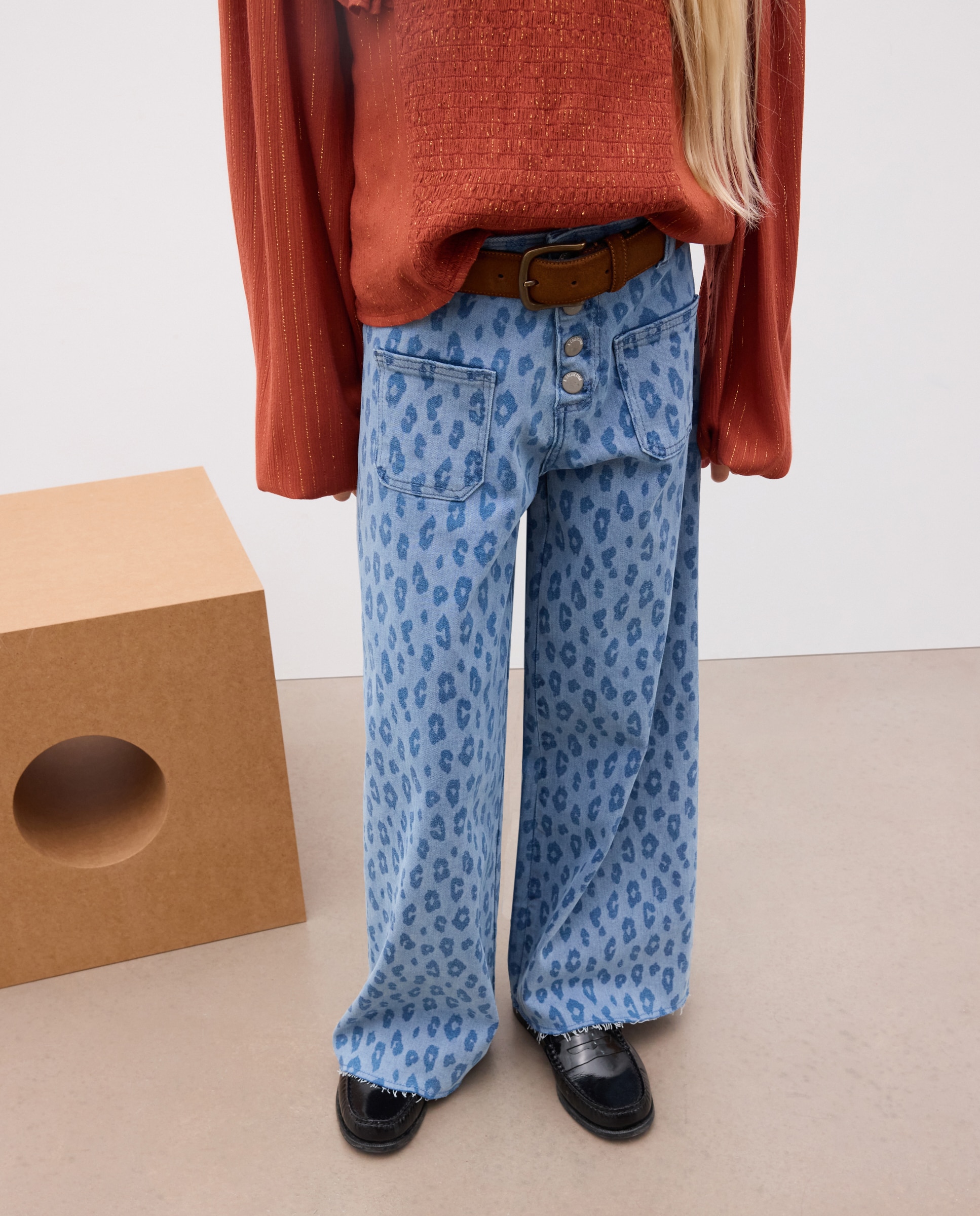 Pantalón liso denim marine animal print láser de niña - Kids El Corte Inglés - Azul marino Azul marino-2