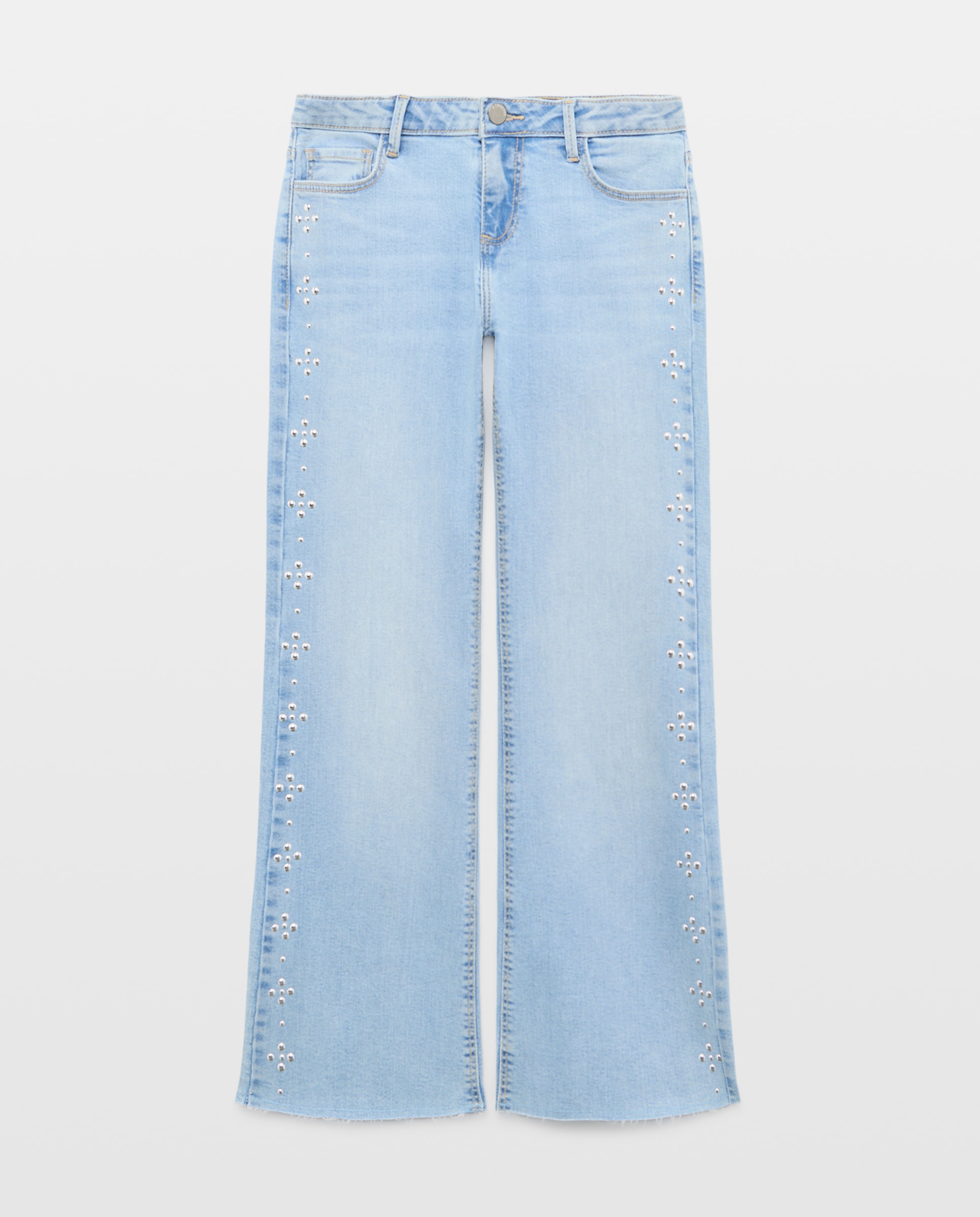 Pantalón denim flare con mini tachas de niña - Kids El Corte Inglés - Cerúleo Cerúleo-1