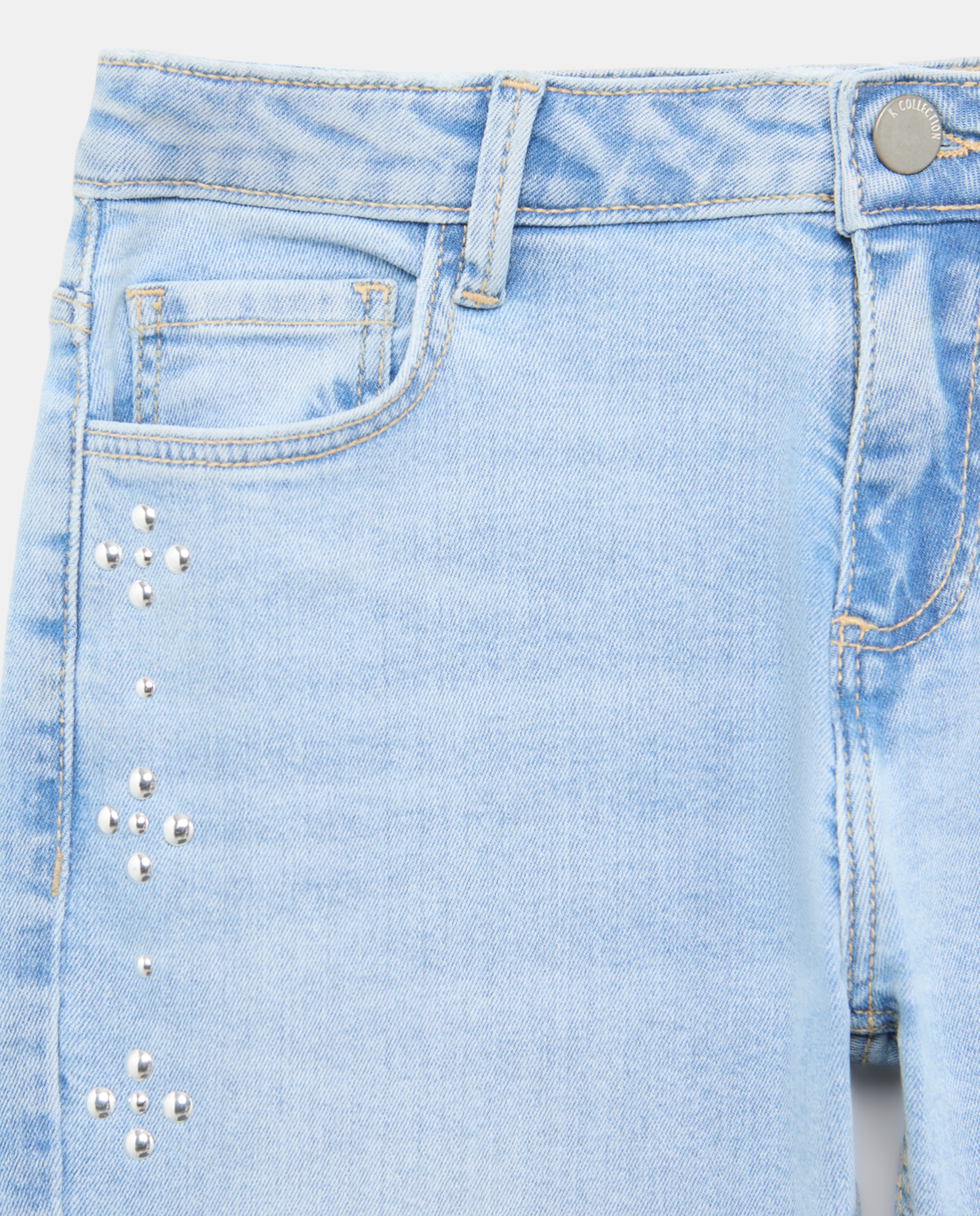 Pantalón denim flare con mini tachas de niña - Kids El Corte Inglés - Cerúleo Cerúleo-2