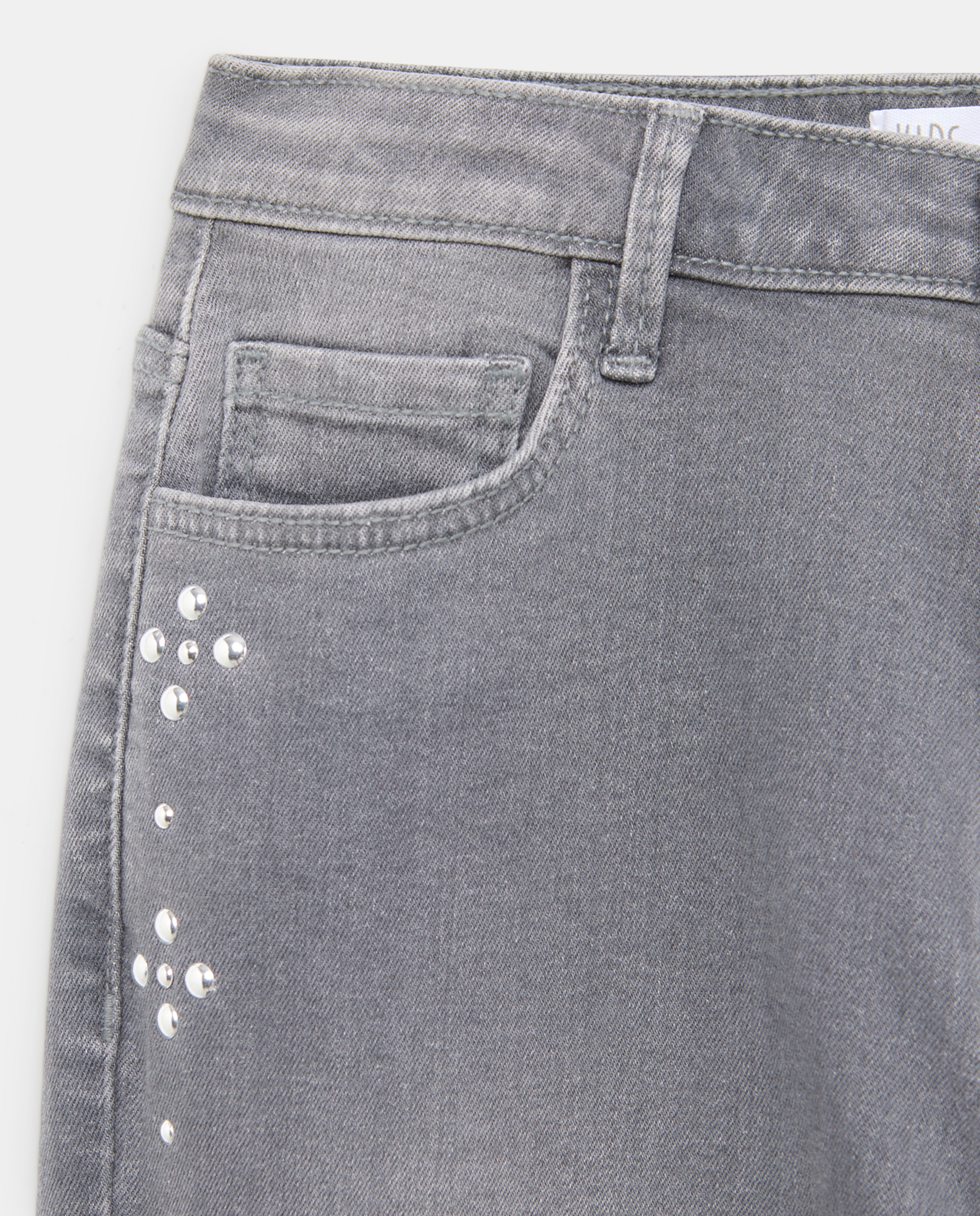 Pantalón denim flare con mini tachas de niña - Kids El Corte Inglés - Gris Gris-2