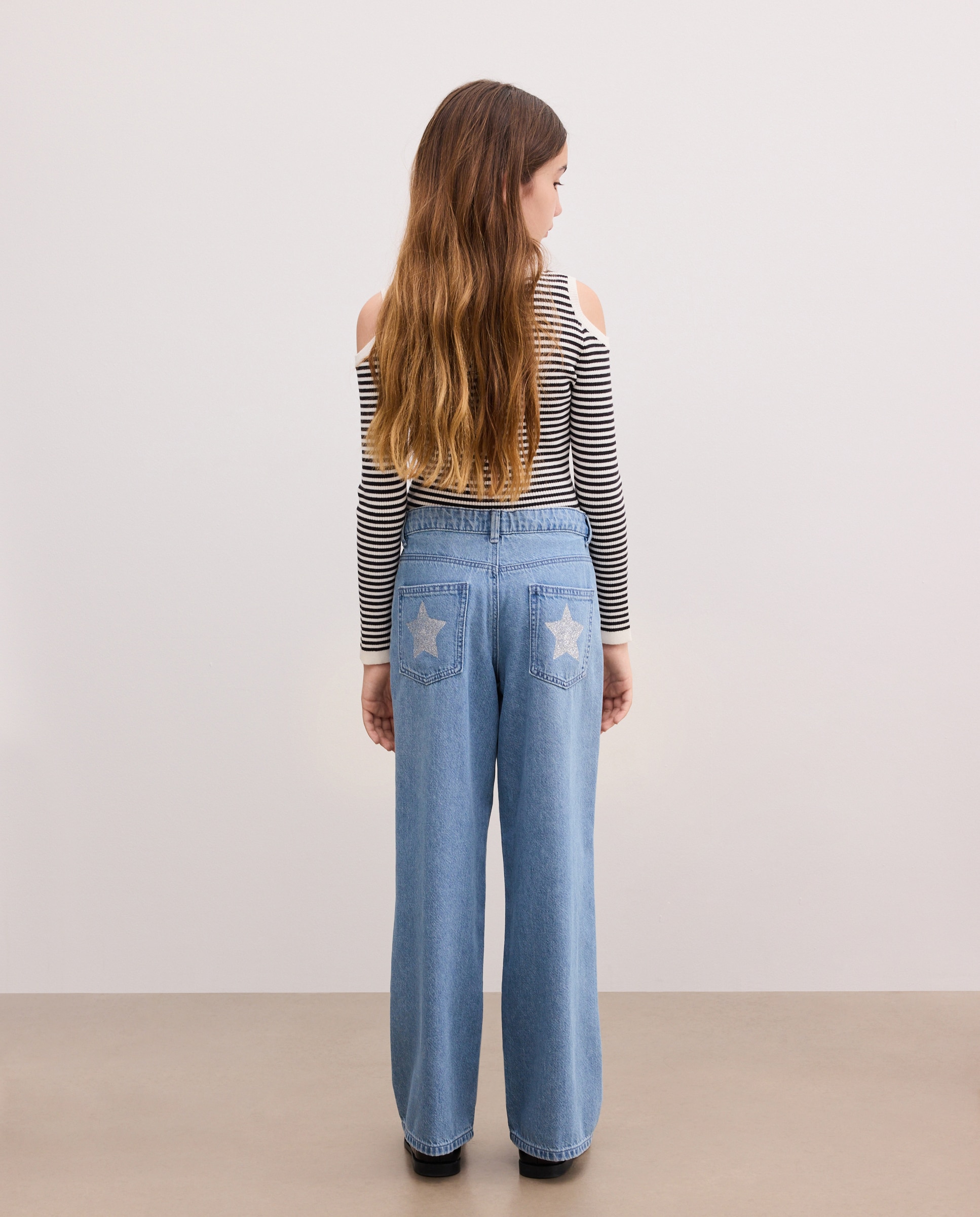 Jeans com Estrelas nos Bolsos de Trás de Criança Azul pálido-3