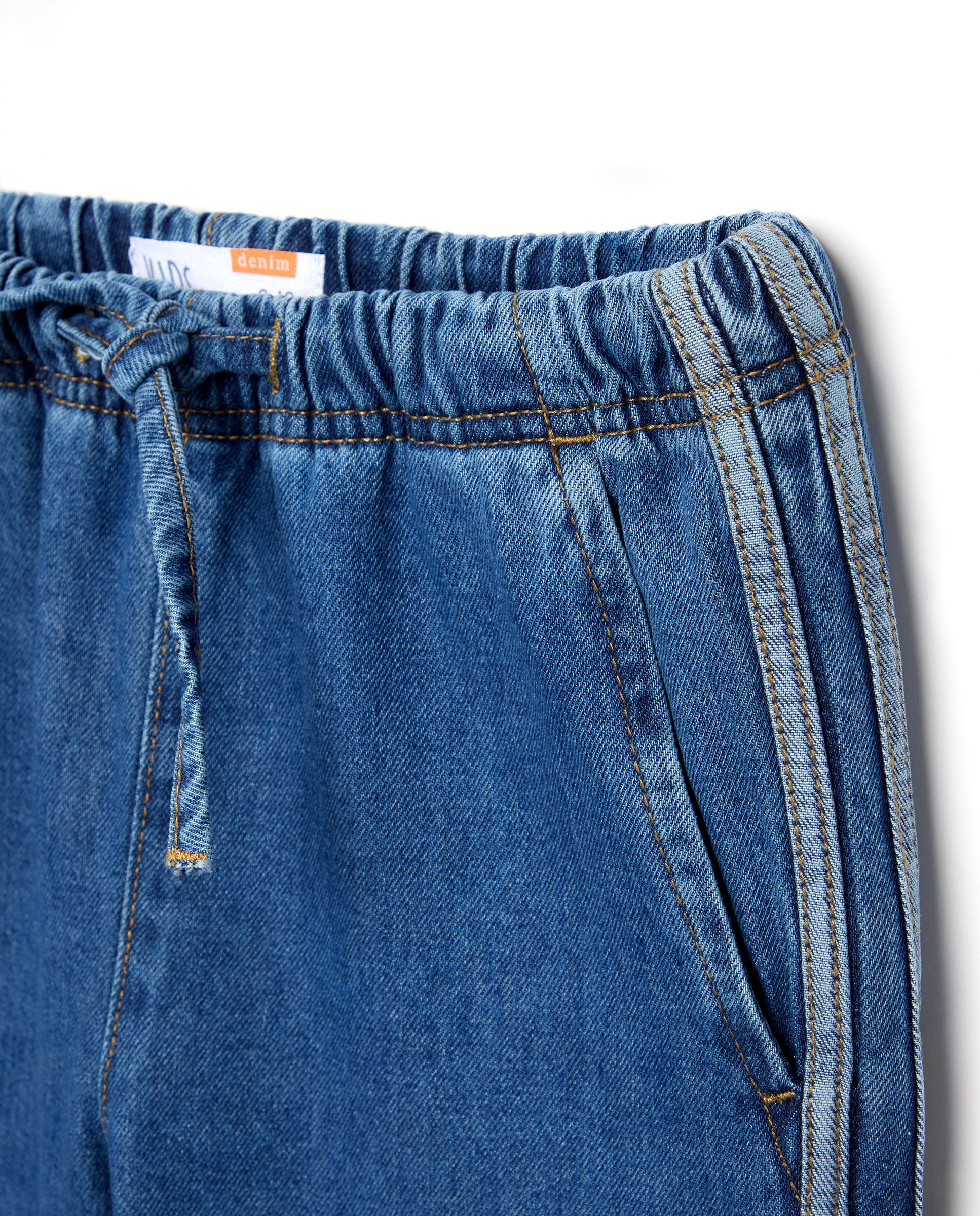 Jeans Wide com Cós Elástico Azul pálido-2