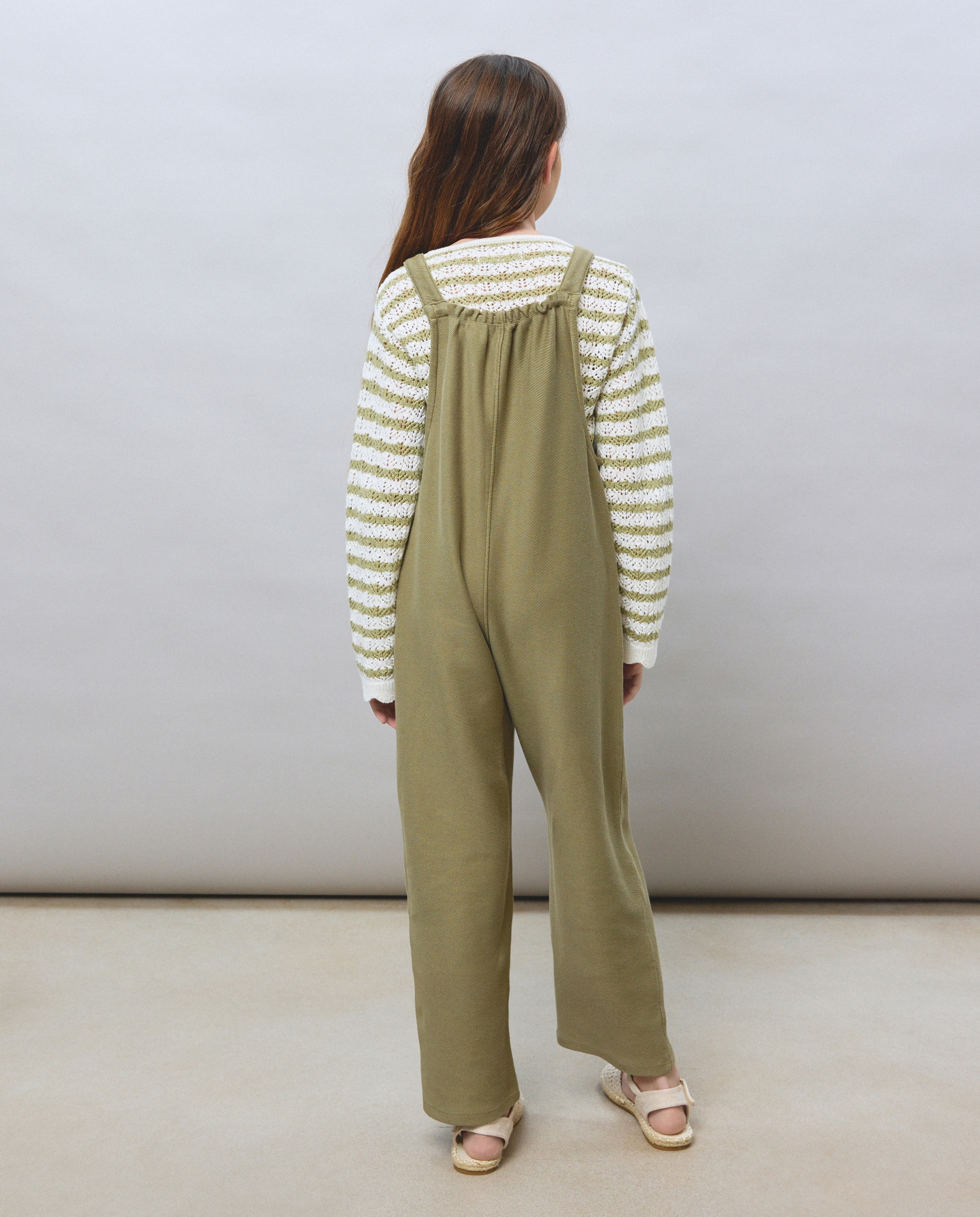Peto largo felpa con textura sarga bolsillos plastón de niña - Kids El Corte Inglés - 520 Kaki 520 Kaki-3