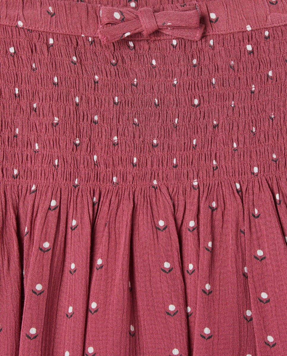 Saia Rodada com Elásticos na Cintura e All Over Print Rosa-5