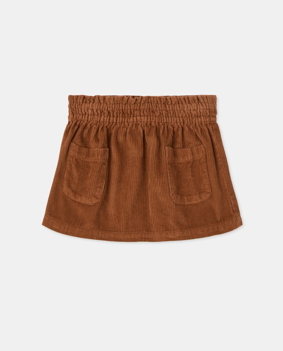 Saia de Bombazina com Folho e Bolsos de Plastrão Toffee-3