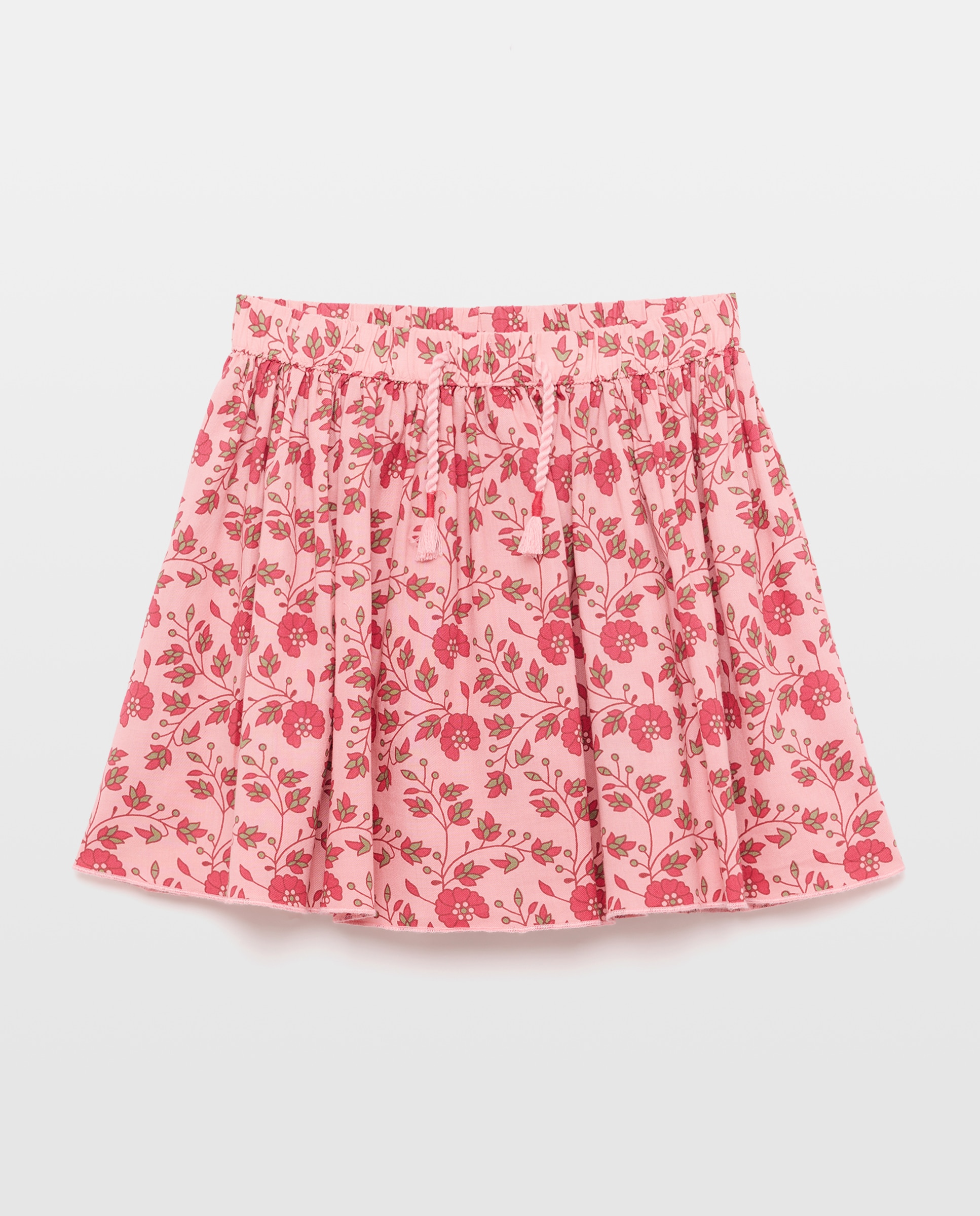 Falda vuelo estampada con cordón en cintura de niña - Kids El Corte Inglés - Rosa Rosa-5