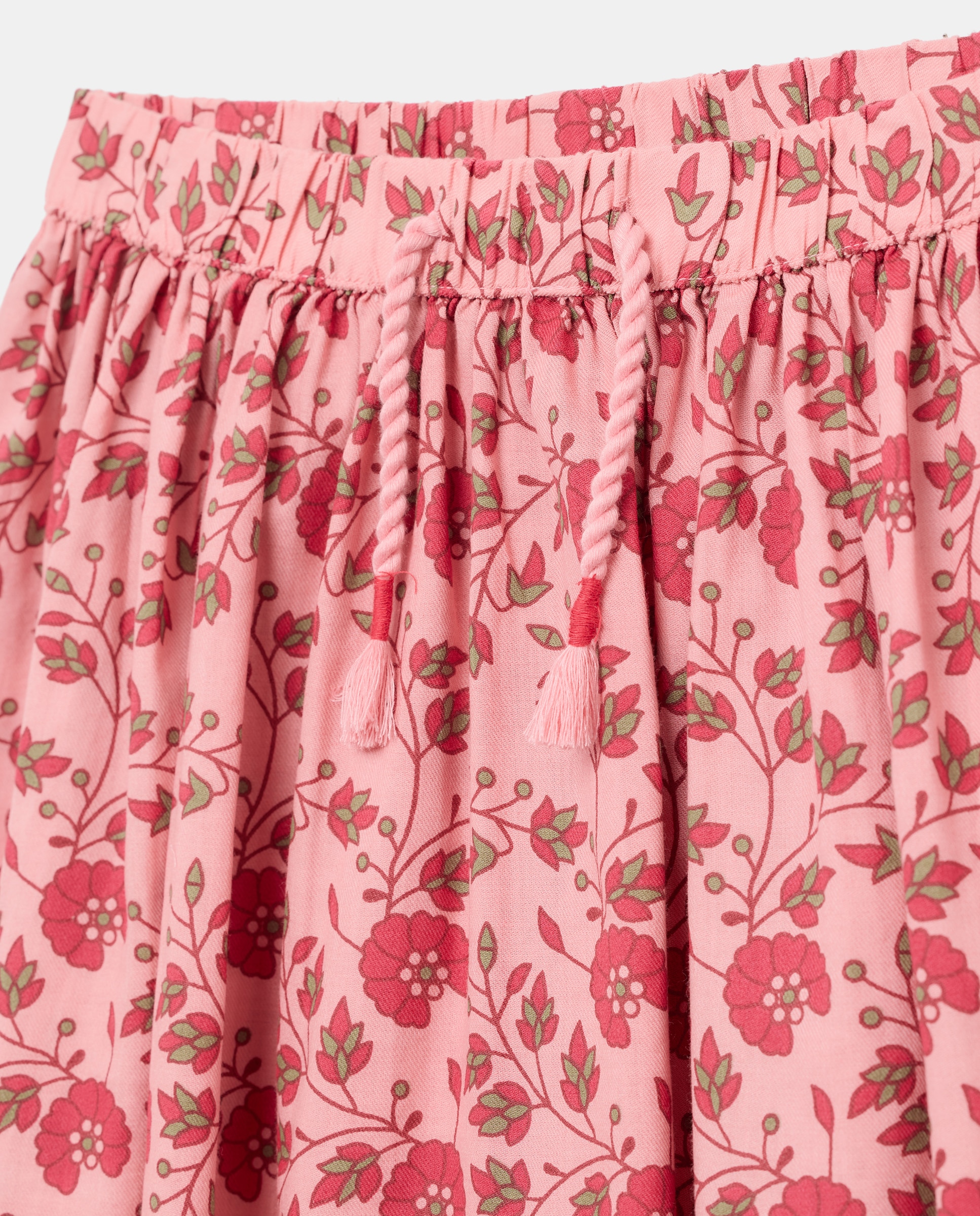 Falda vuelo estampada con cordón en cintura de niña - Kids El Corte Inglés - Rosa Rosa-6