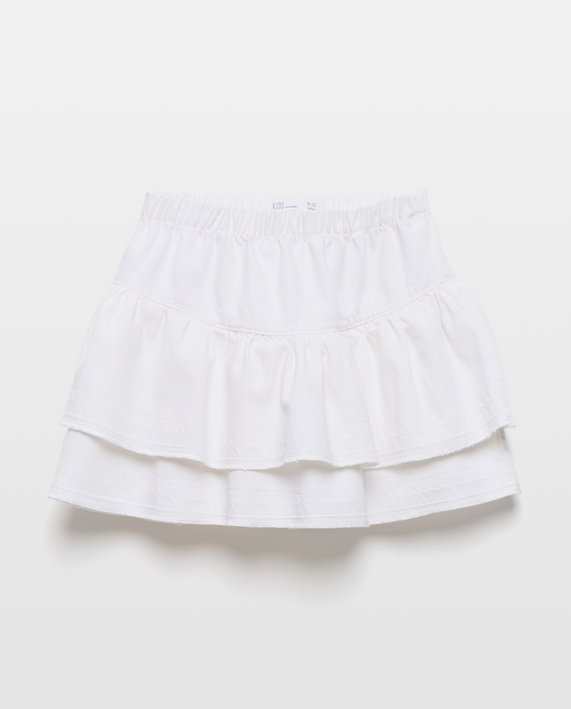 Falda vaquera con canesú y volante - Kids El Corte Inglés - Blanco roto Blanco roto-5