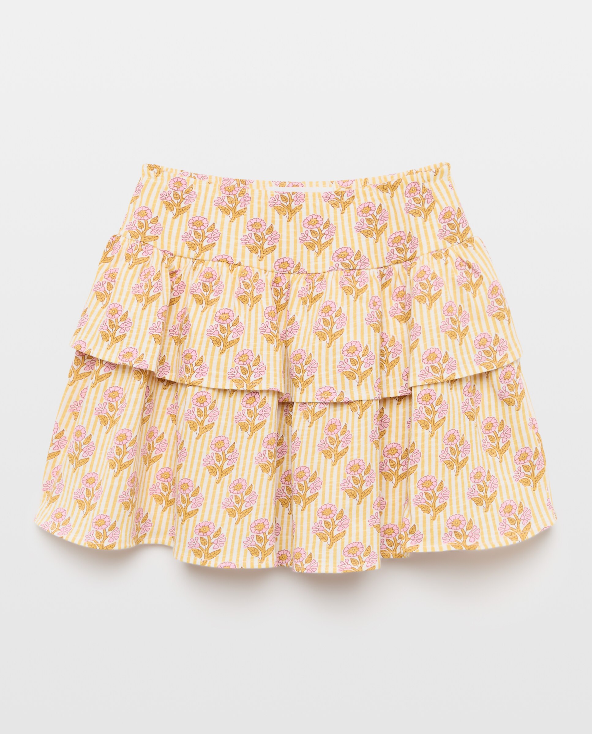 Falda slub de niña con doble volante - Kids El Corte Inglés - Amarillo Amarillo-4