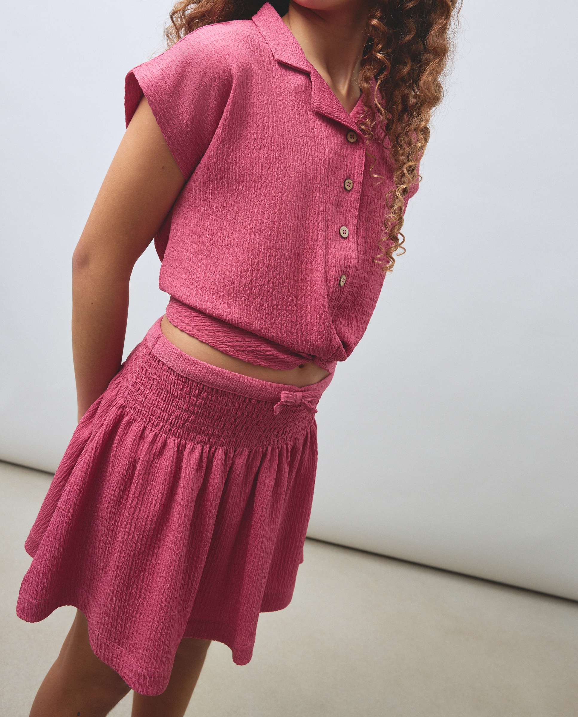 Saia Enrugada Lisa 230 Rosa Escuro-2