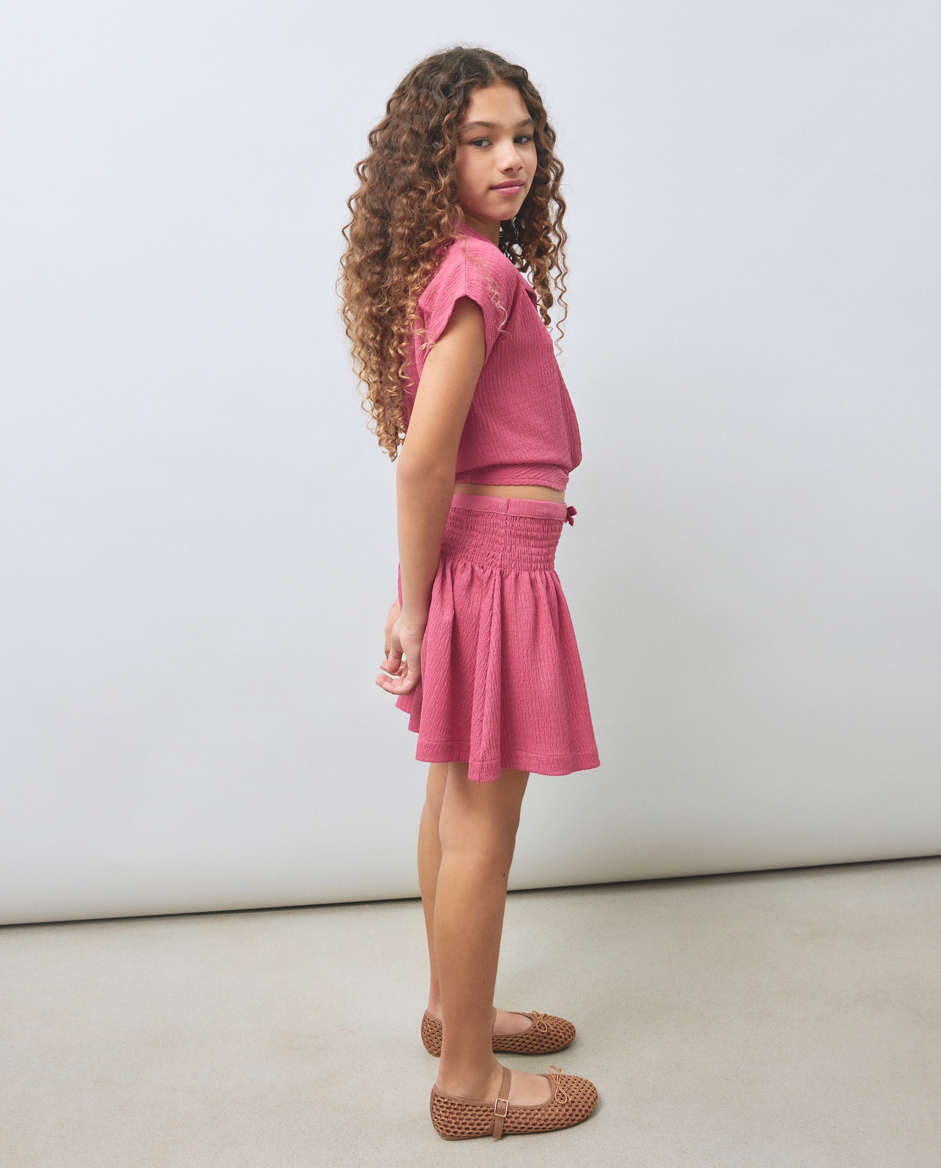 Saia Enrugada Lisa 230 Rosa Escuro-4