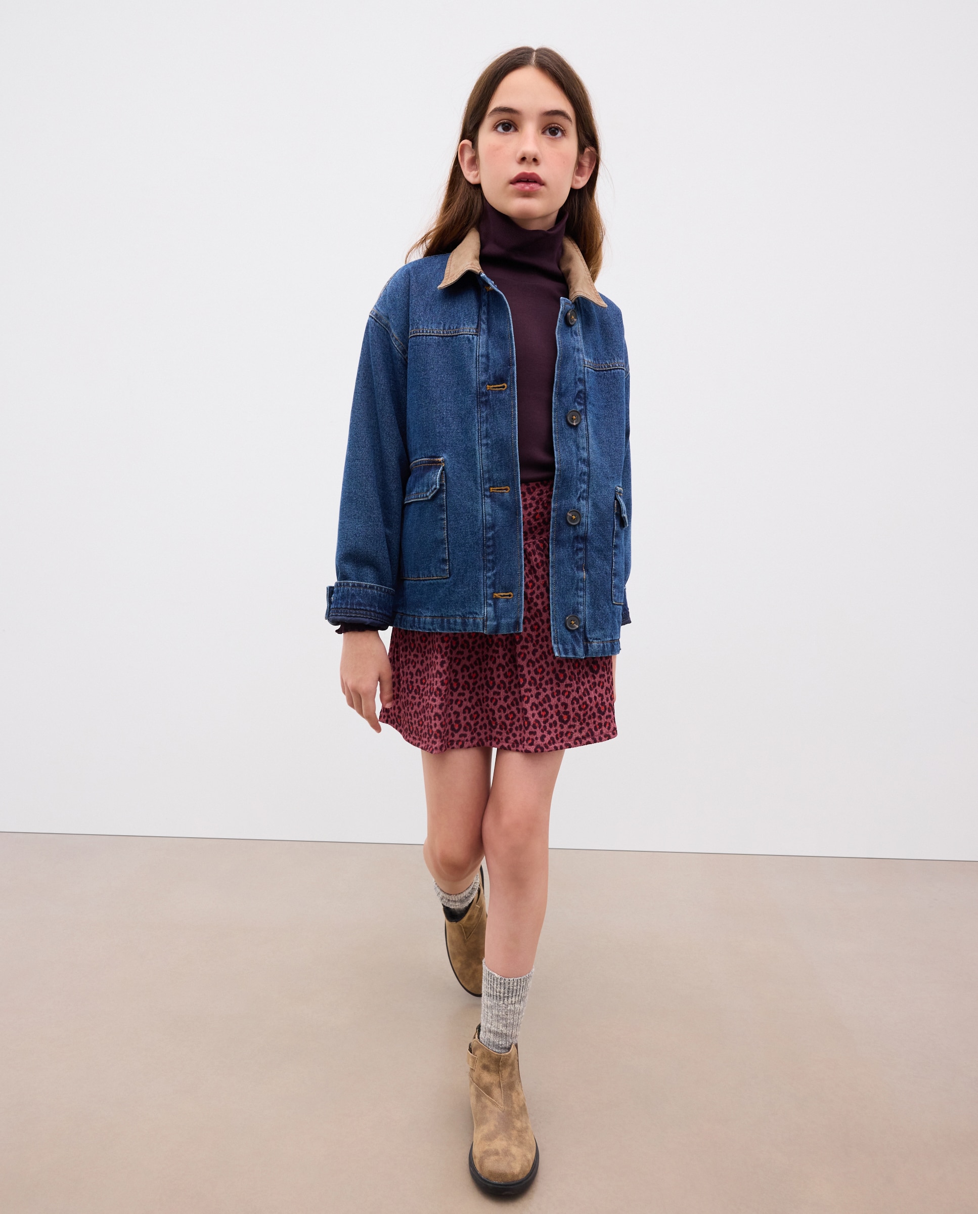 Falda en knit krincled animal print de niña - Kids El Corte Inglés - Rosa Rosa-1