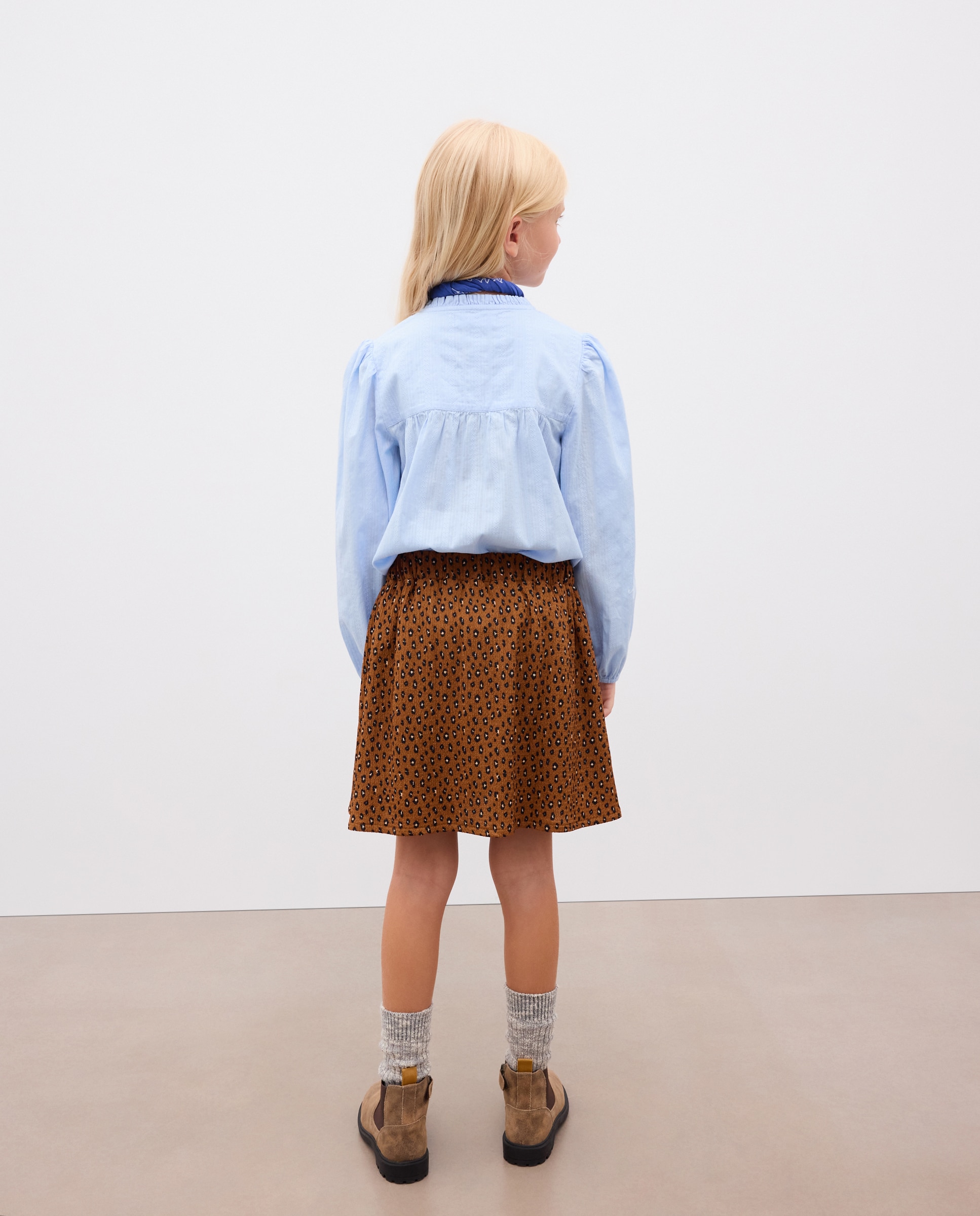 Falda en knit krincled animal print de niña - Kids El Corte Inglés - Camel Camel-3
