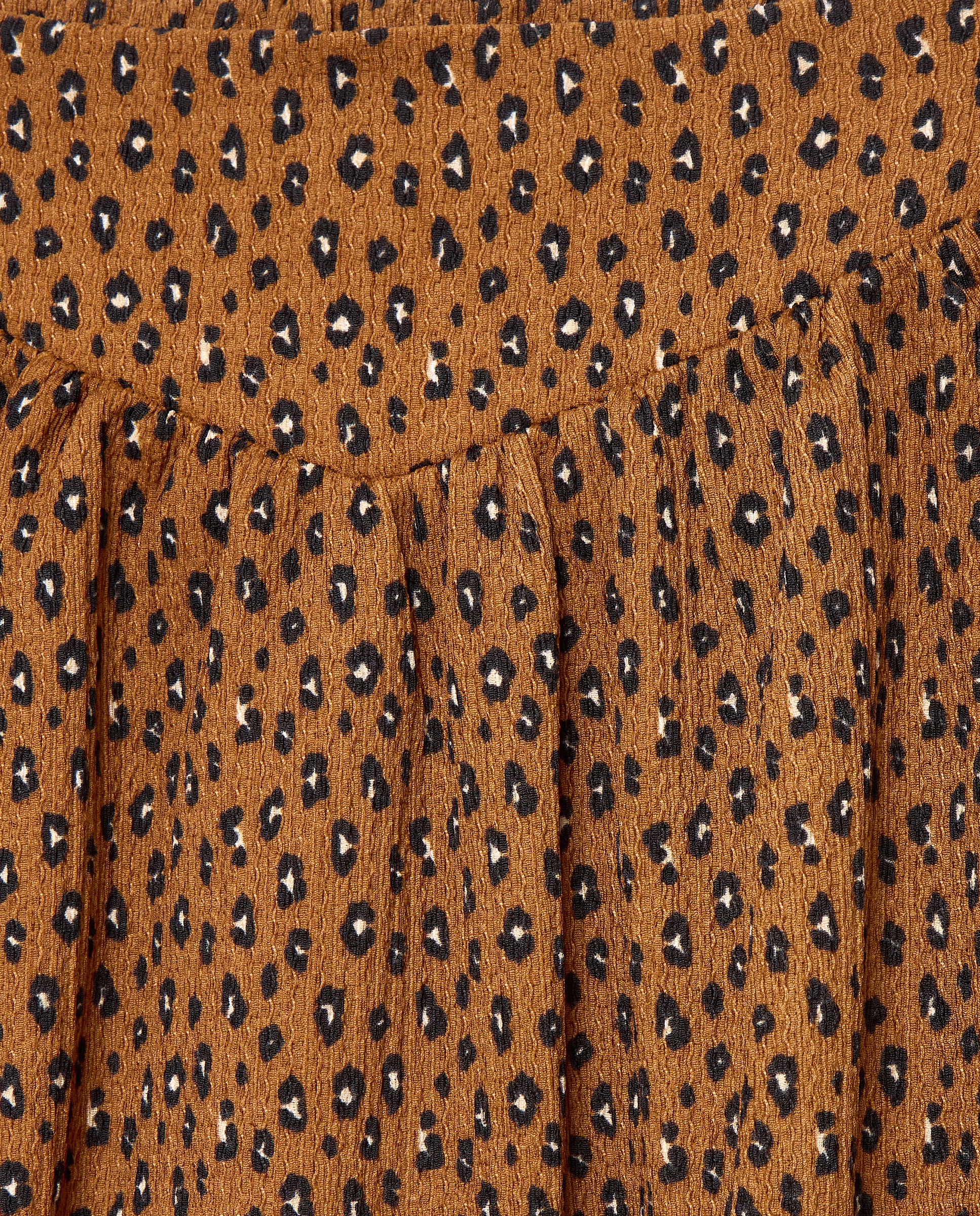 Saia Knit Crinkled com Animal Print Camel-2