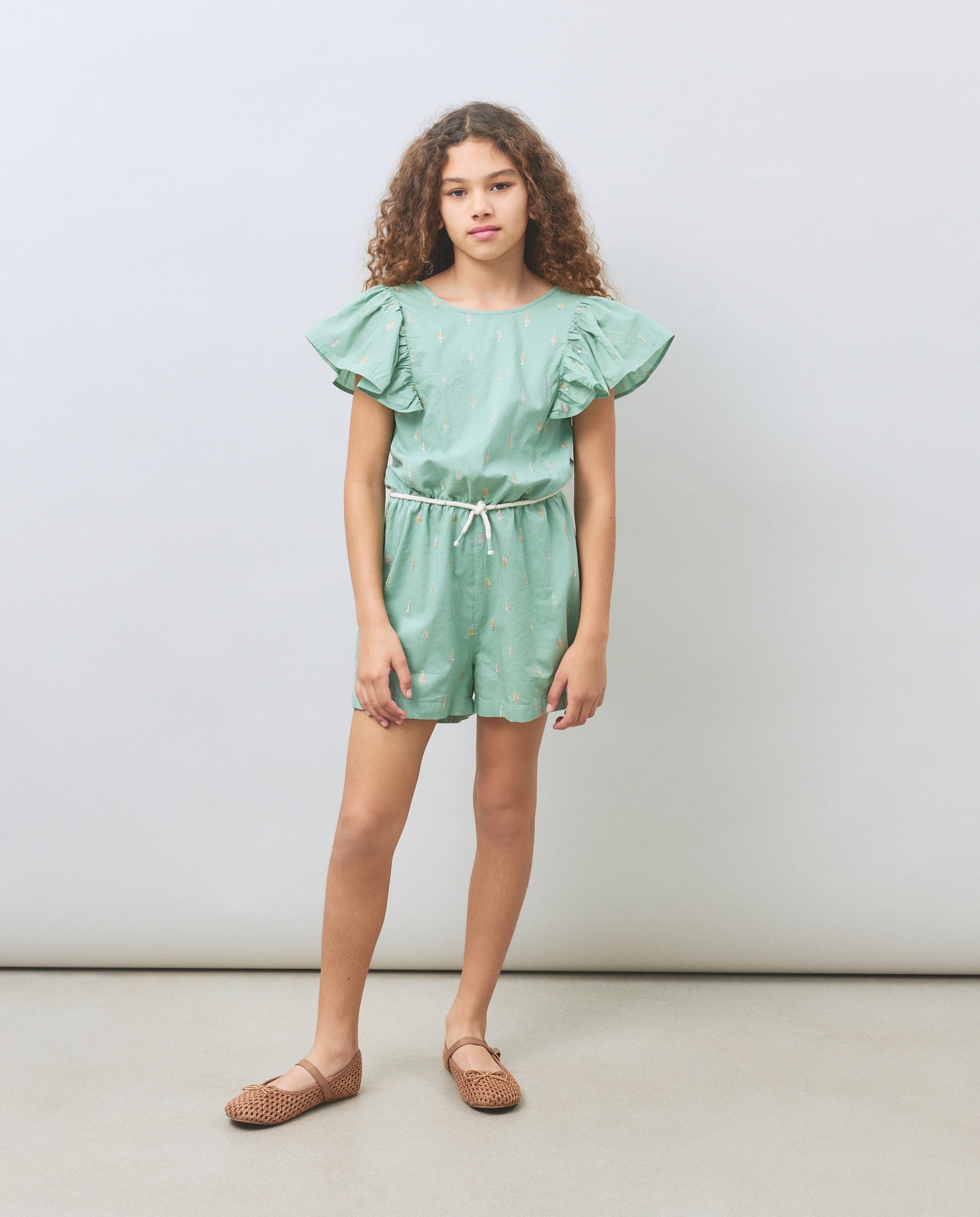 Macacão Curto Bordado Kids El Corte Inglés 510 Verde Claro-3