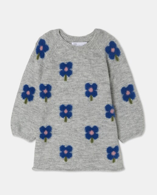 Imagem 0 de Vestido de Tricot com All Over Print com Intársia de Túlipas