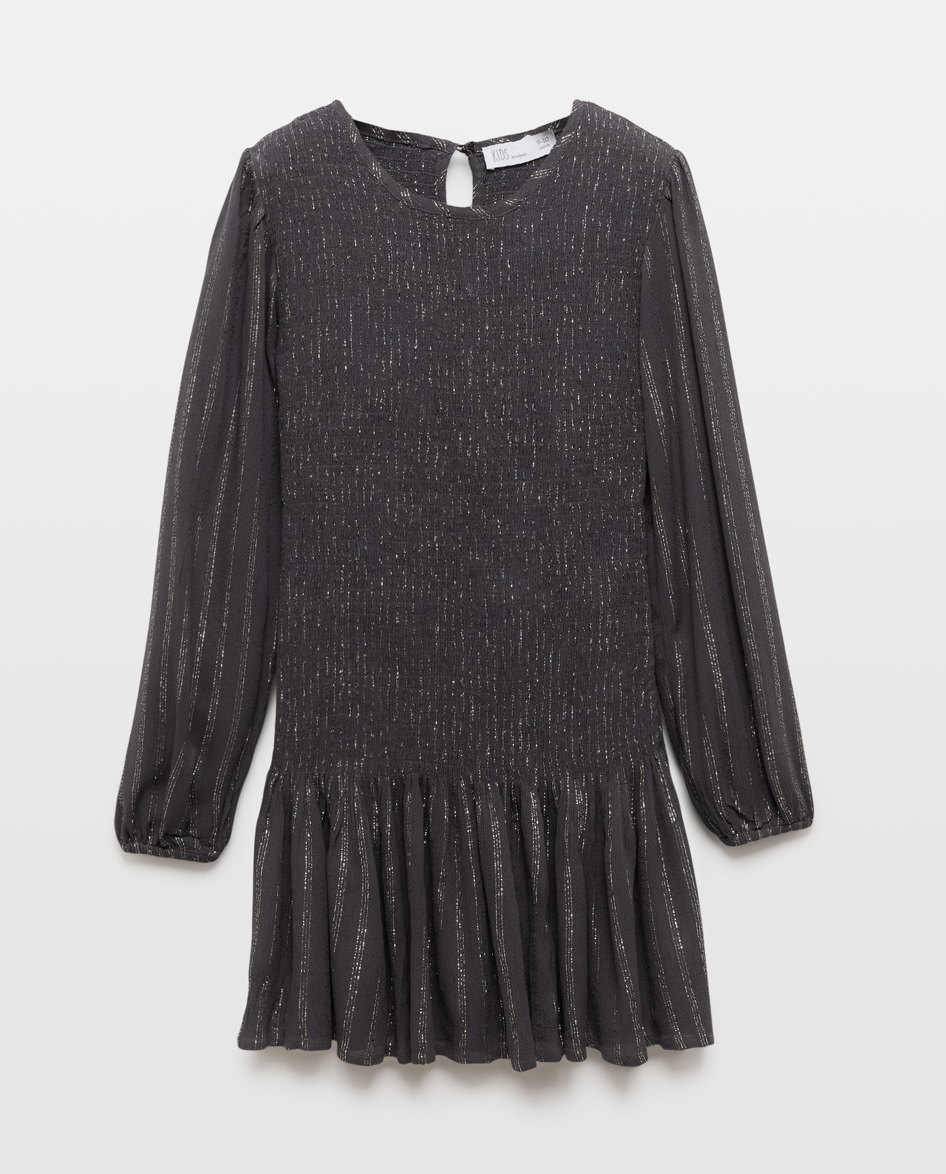 Vestido de Manga Comprida com Fio Metalizado e Engomado até à Anca 830 Antracite-5
