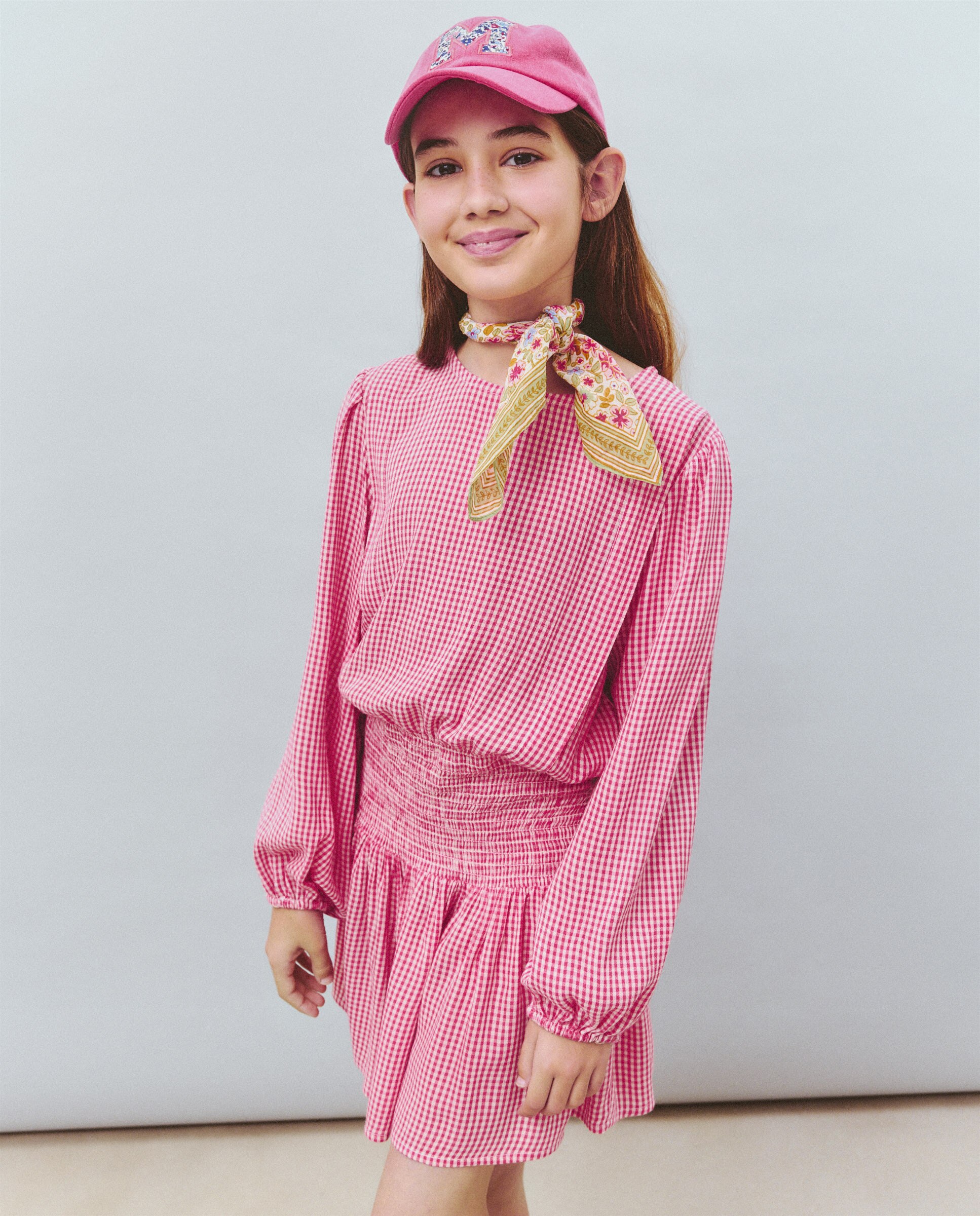 Vestido de Viscose com Manga Comprida, Smock na Cintura e Fantasia Kids El Corte Inglés Vermelho-2