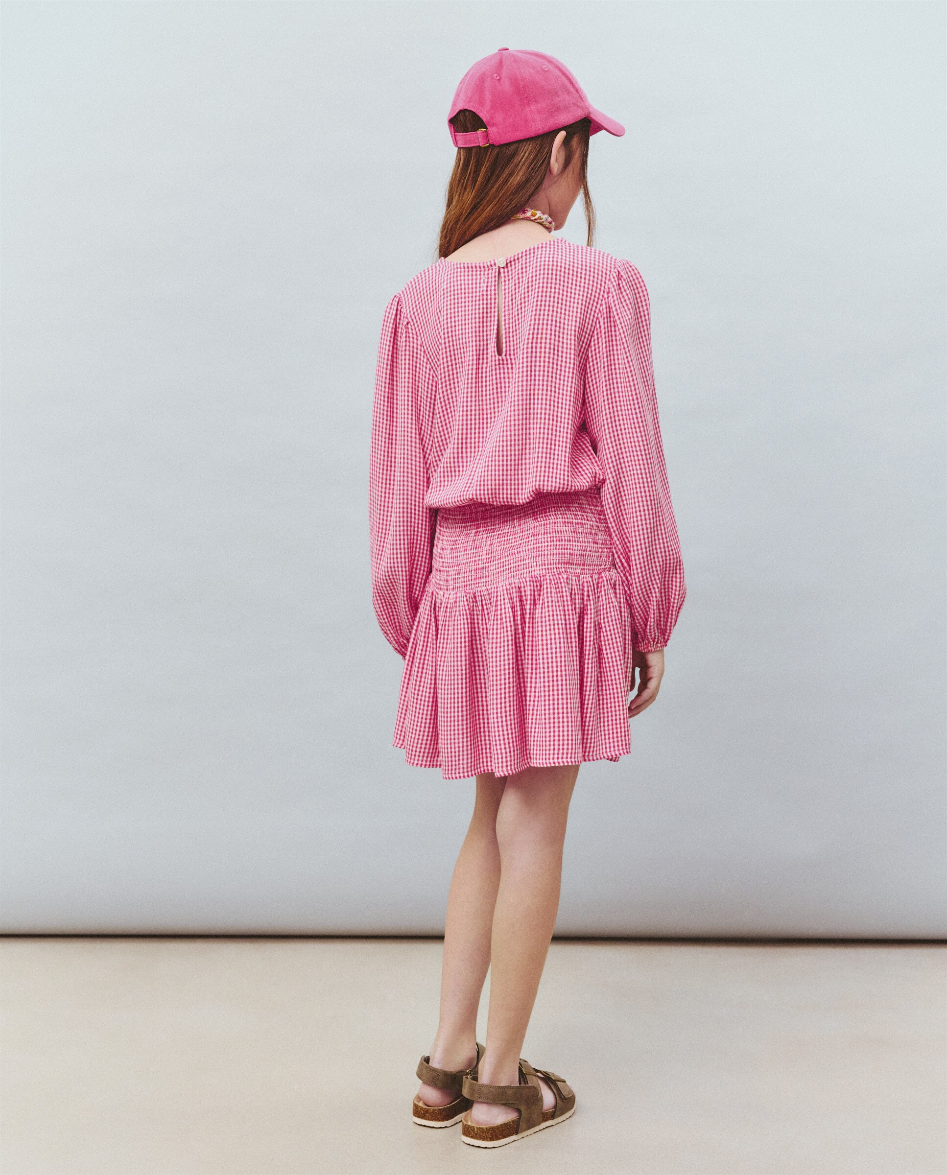 Vestido de Viscose com Manga Comprida, Smock na Cintura e Fantasia Kids El Corte Inglés Vermelho-3