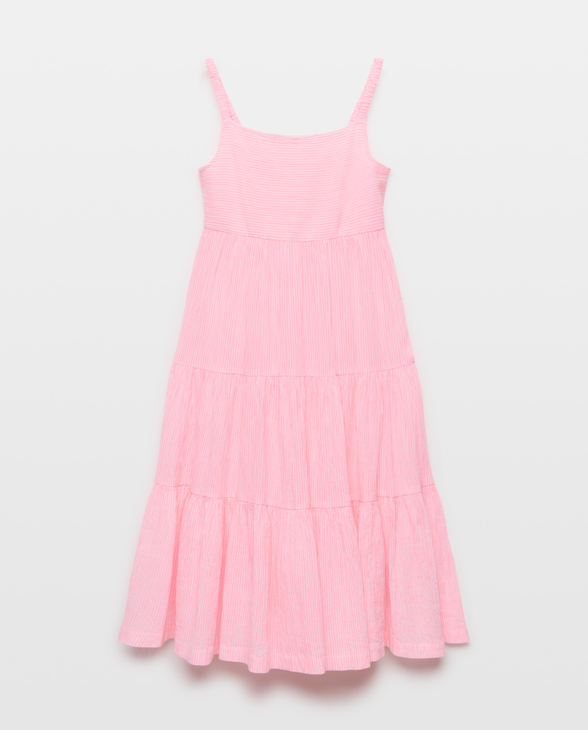 Vestido de Alças às Riscas em Crepe de Algodão Kids El Corte Inglés Rosa-5