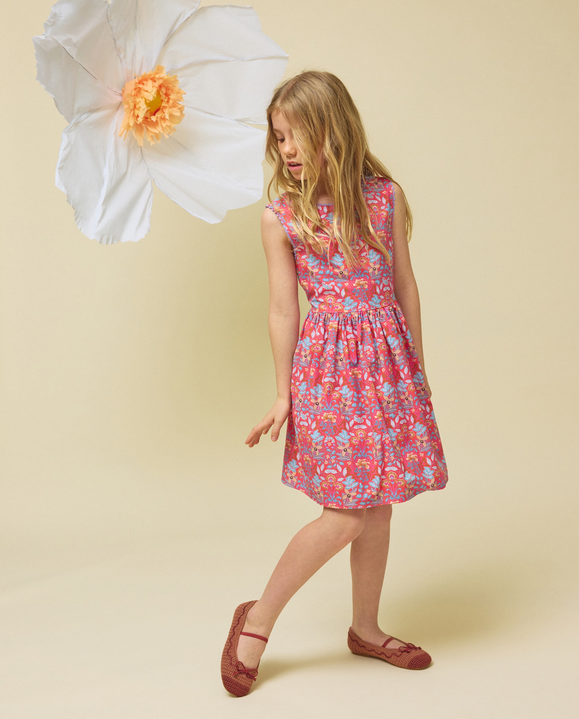 Vestido de Popelina com Costas Cruzadas Kids El Corte Inglés Vermelho-1