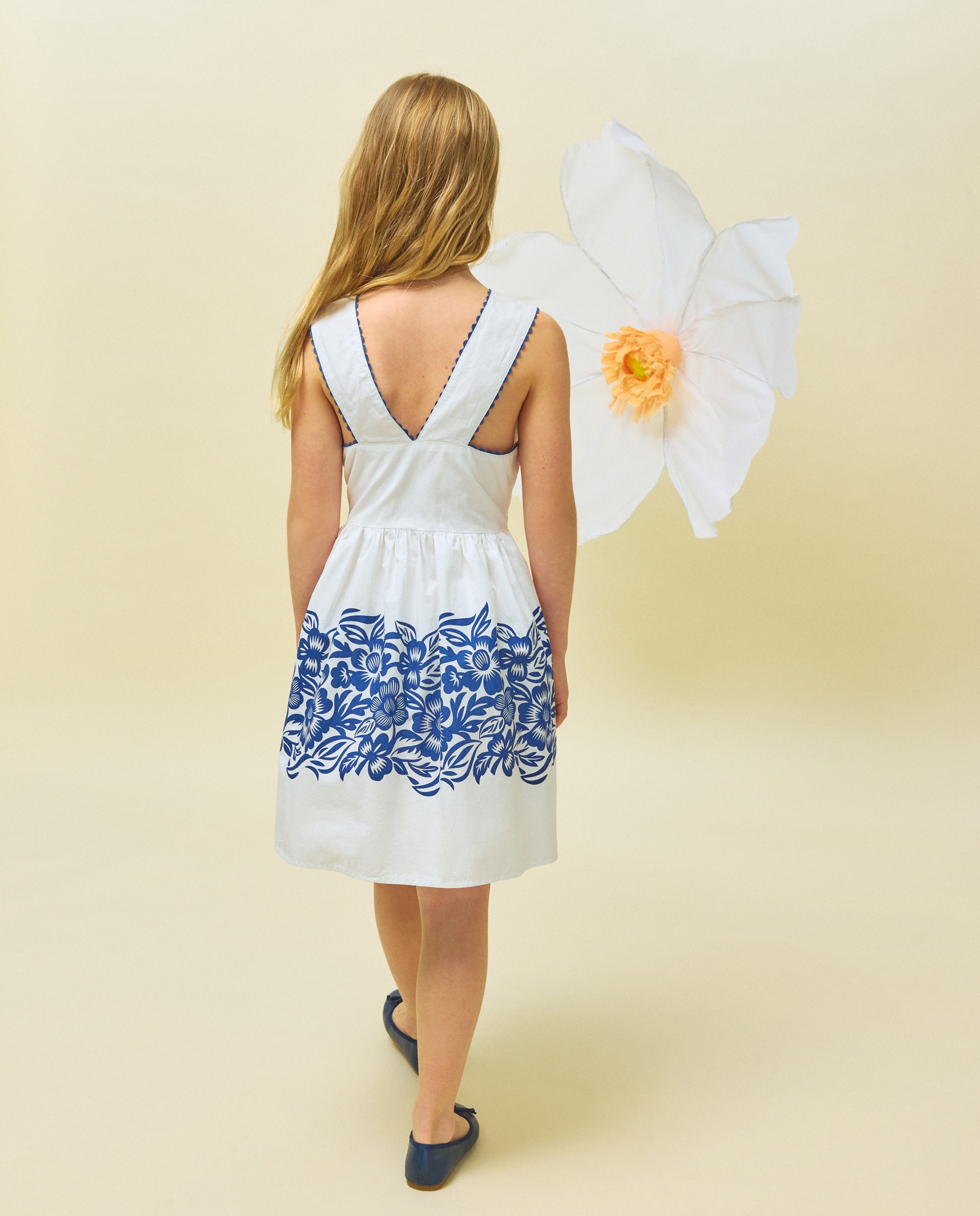 Vestido de Popelina com Costas Cruzadas Branco-3