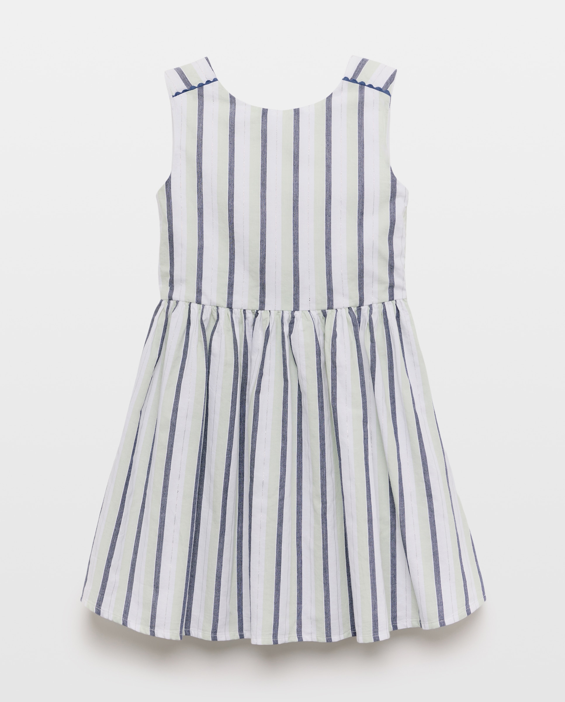 Vestido de Popelina com Costas em V Azul-5