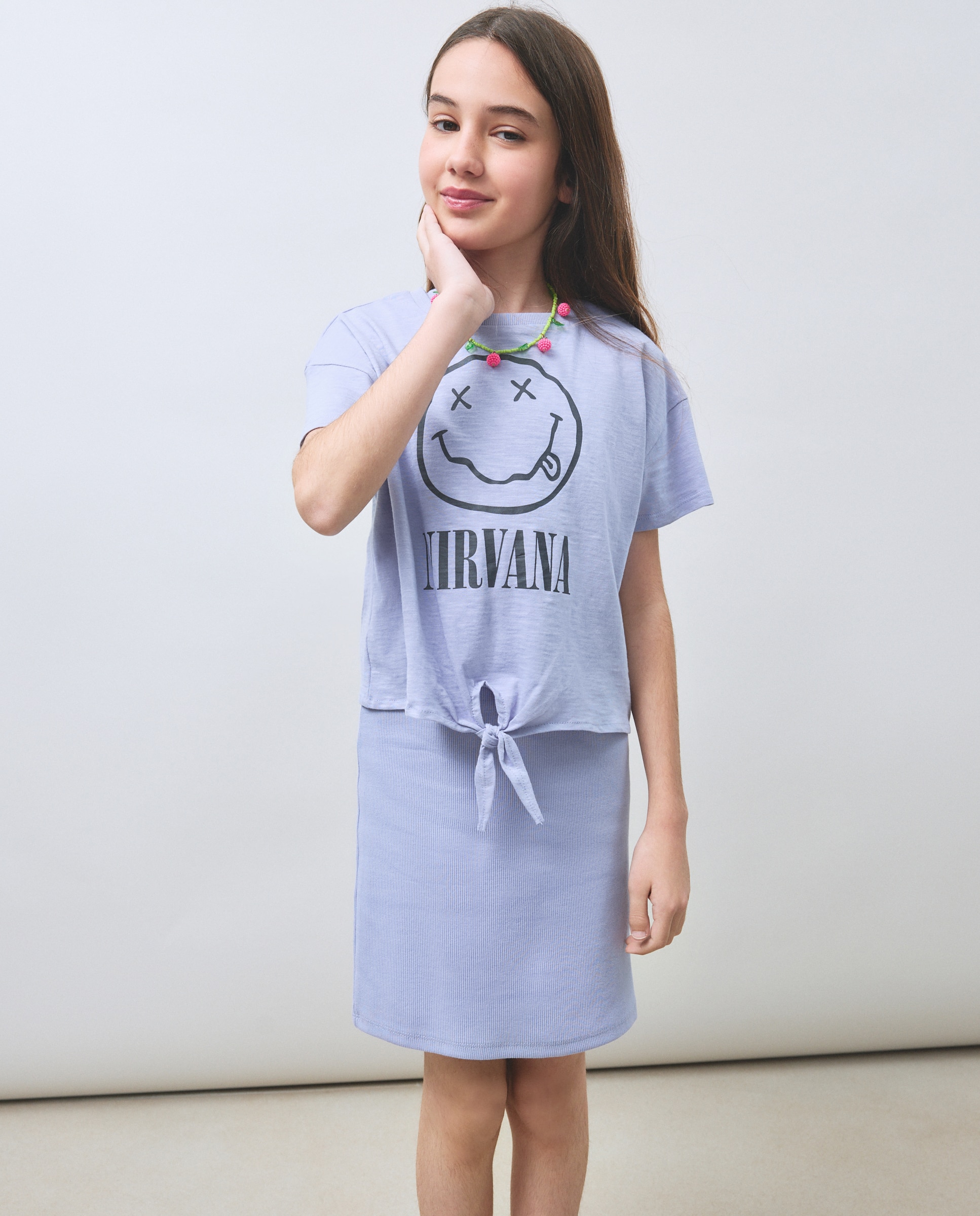 Vestido com Estampado Nirvana e Tie Dye Kids El Corte Inglés Rosa-2