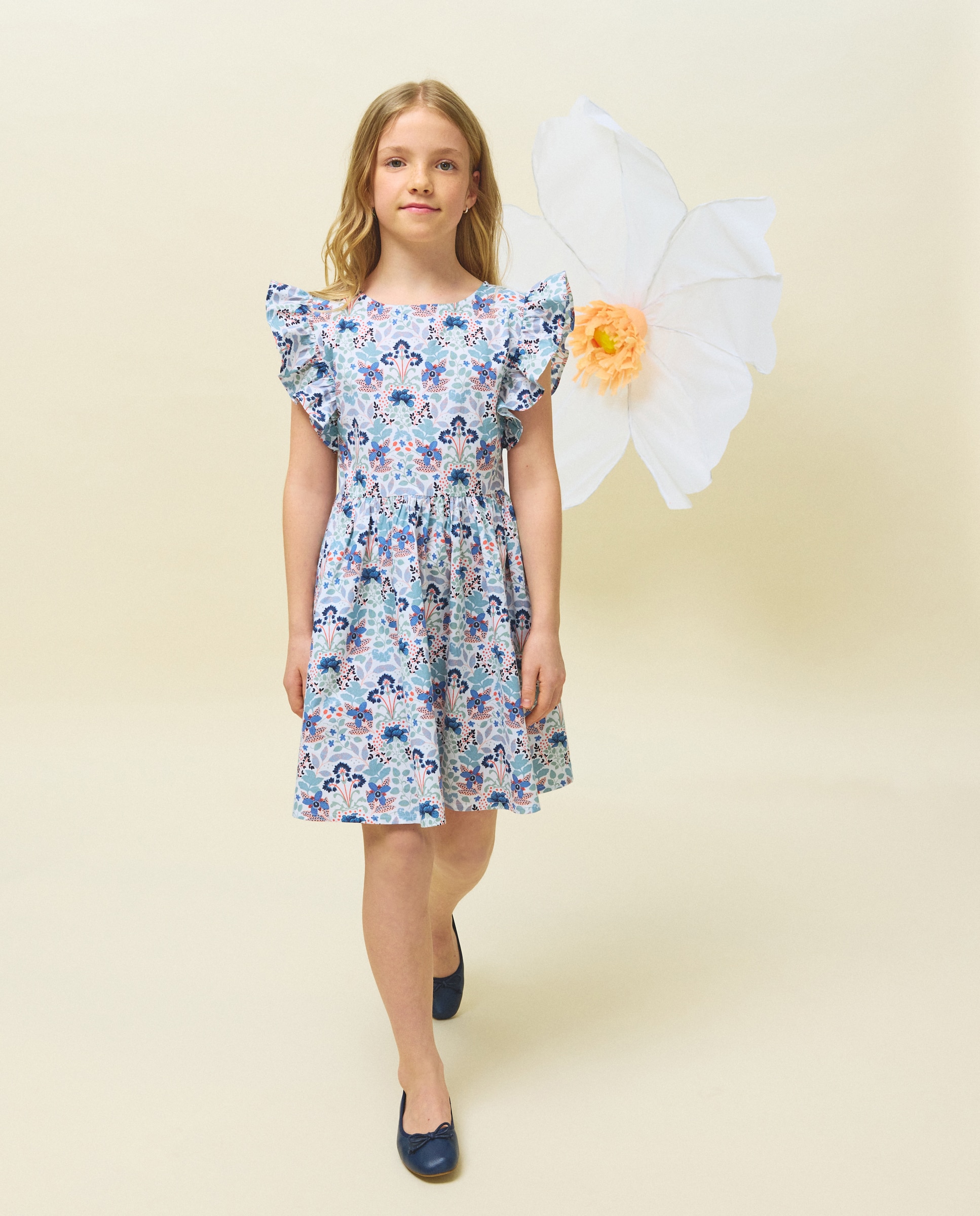 Vestido de Popelina com Costas Abertas Kids El Corte Inglés Branco-1