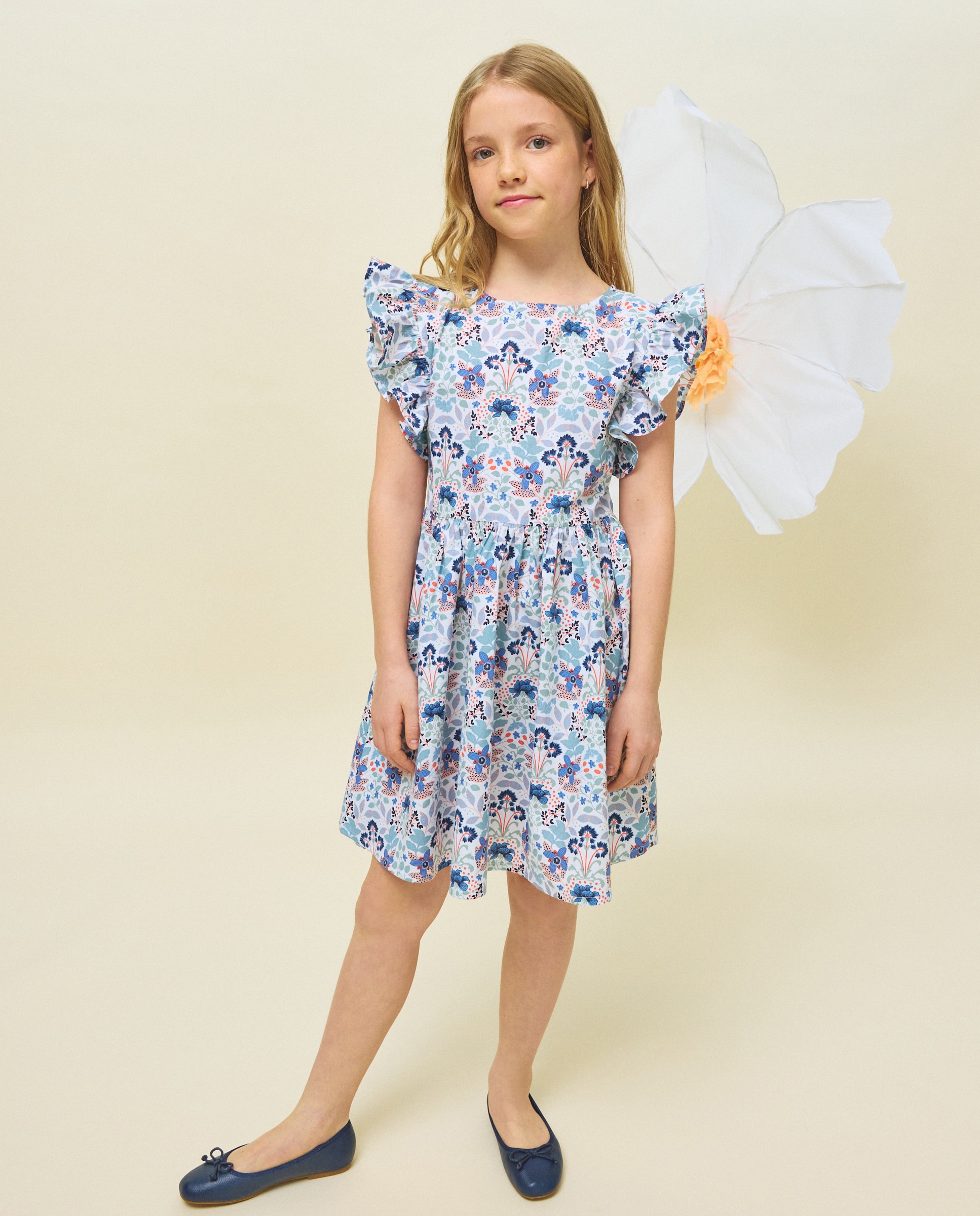 Vestido de Popelina com Costas Abertas Kids El Corte Inglés Branco-2