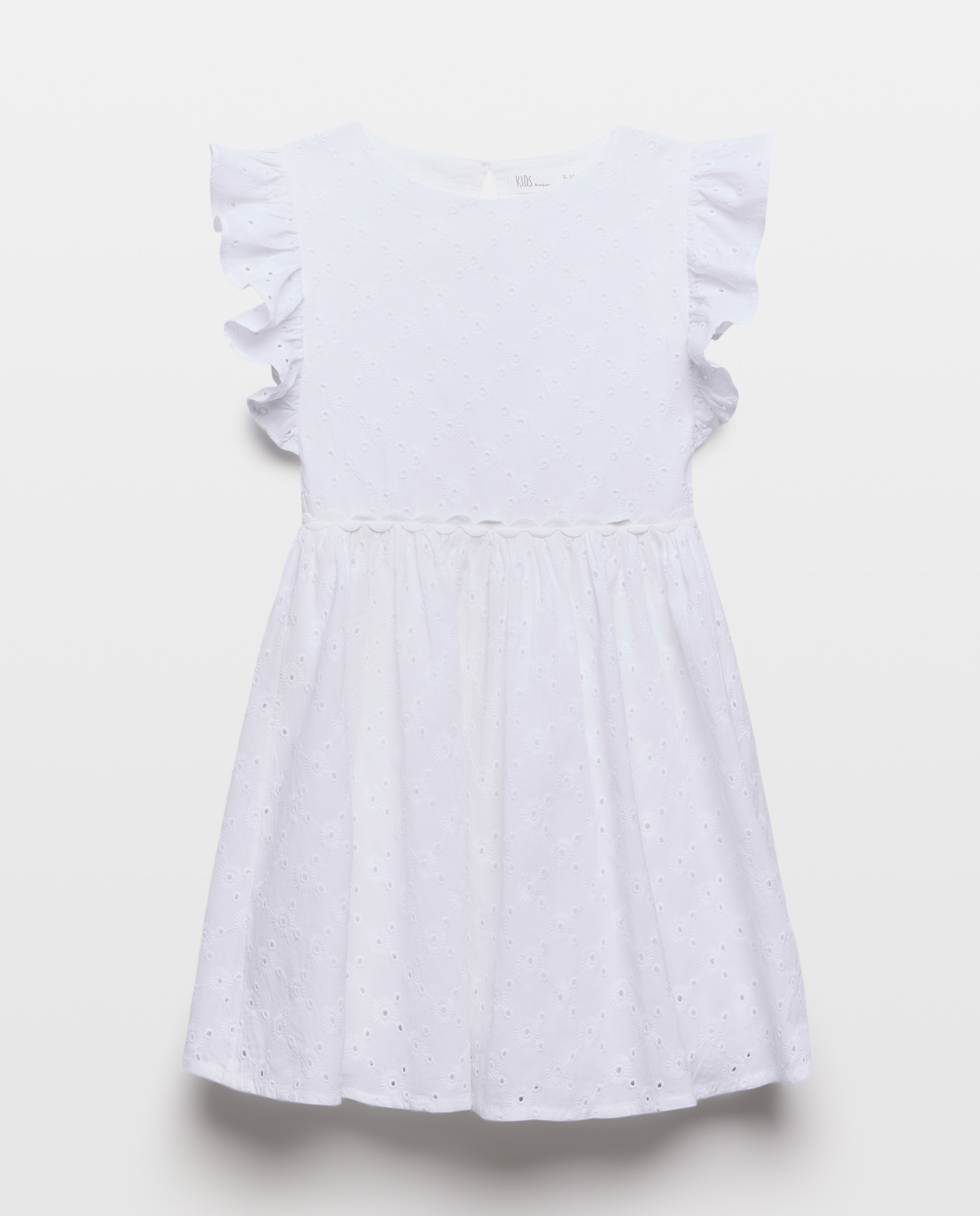 Vestido com Folho Franzido e Costas Abertas Kids El Corte Inglés Branco-marfim-5