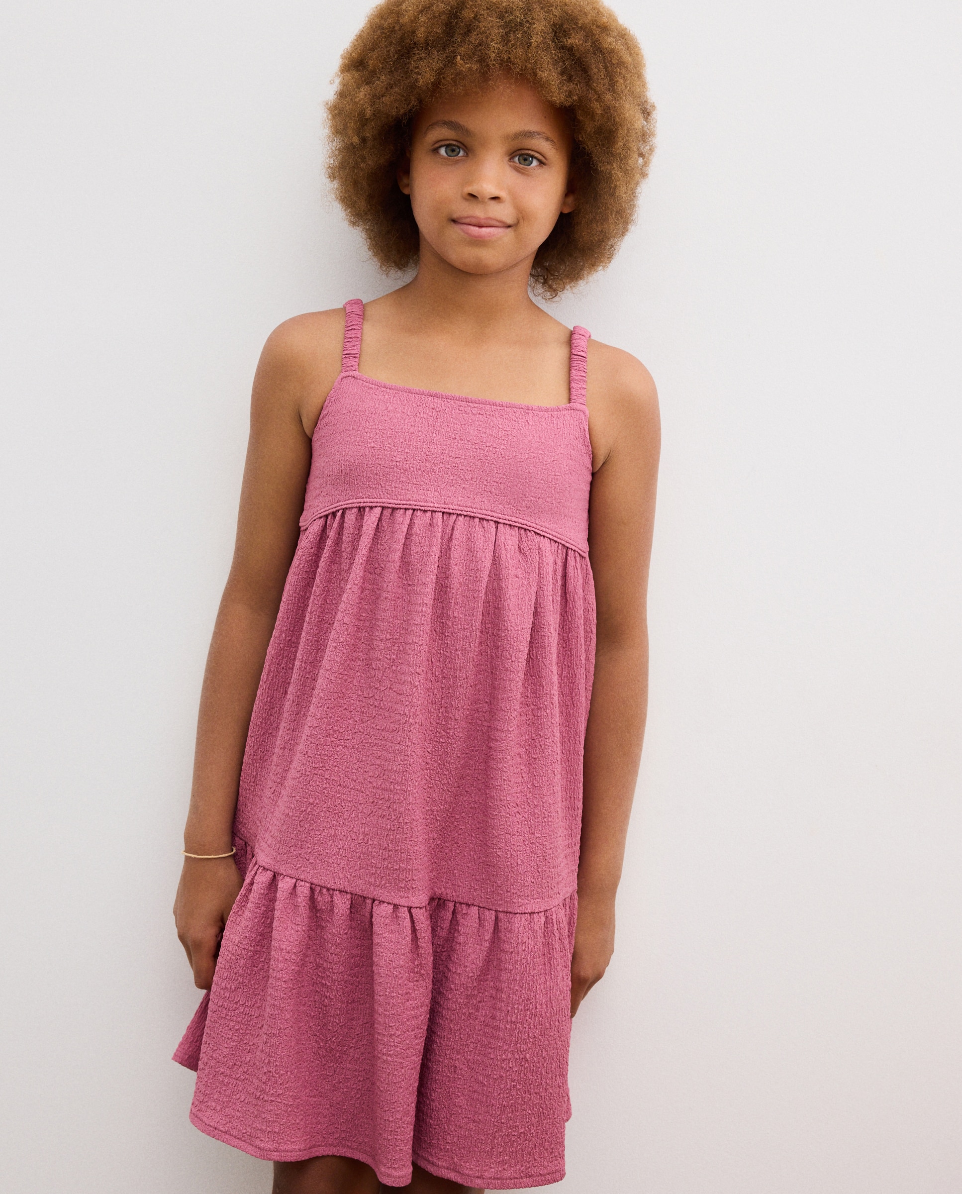 Vestido de Alças em Wrinkled Polyester com Costas Descobertas Cruzadas Kids El Corte Inglés Ameixa-2