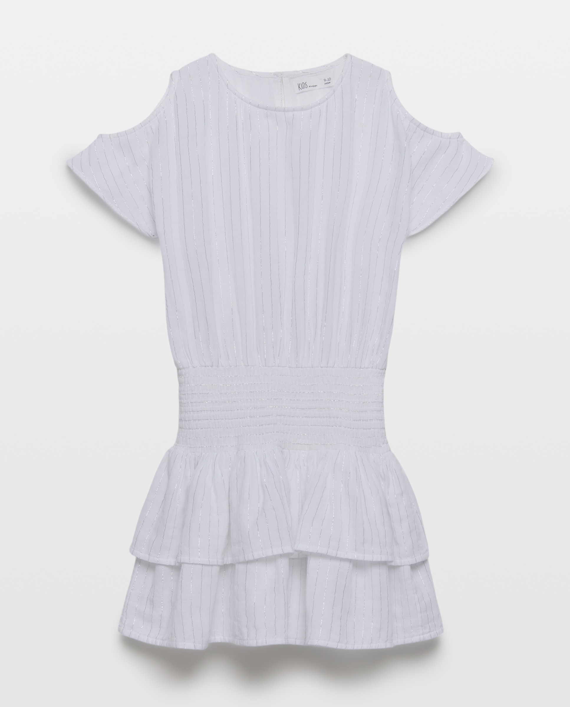 Vestido de Manga Curta com Cut Out no Ombro Kids El Corte Inglés Branco-4