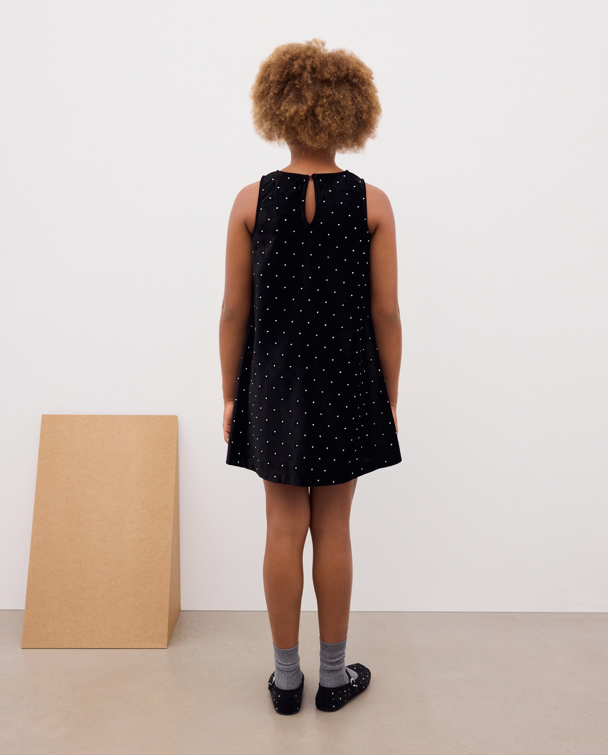 Vestido de niña fiesta manga corta terciopelo con mini studs - Kids El Corte Inglés - Negro Negro-3