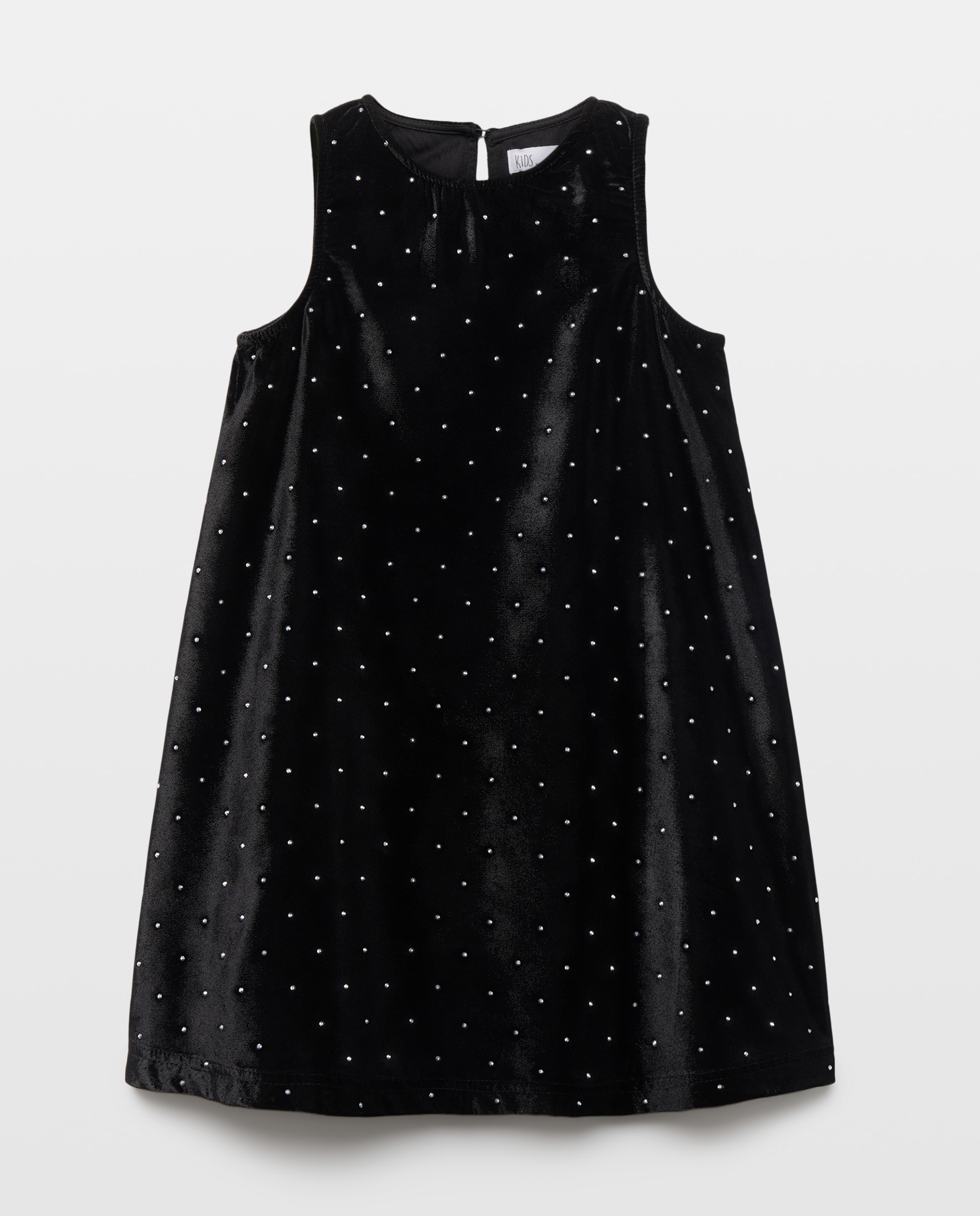 Vestido de niña fiesta manga corta terciopelo con mini studs - Kids El Corte Inglés - Negro Negro-4