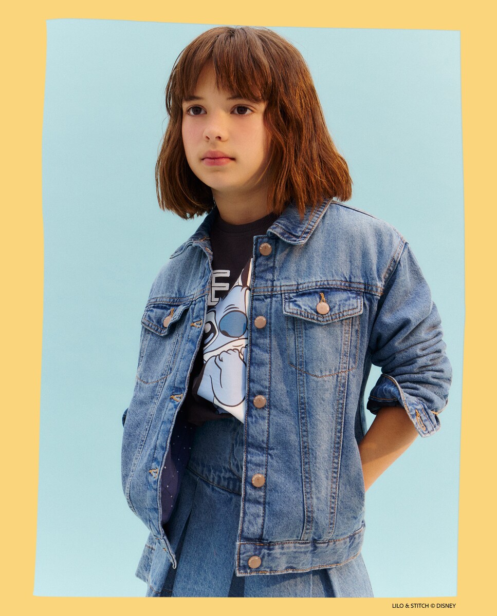 Blusão de Ganga Básico Acolchoado Azul pálido-3